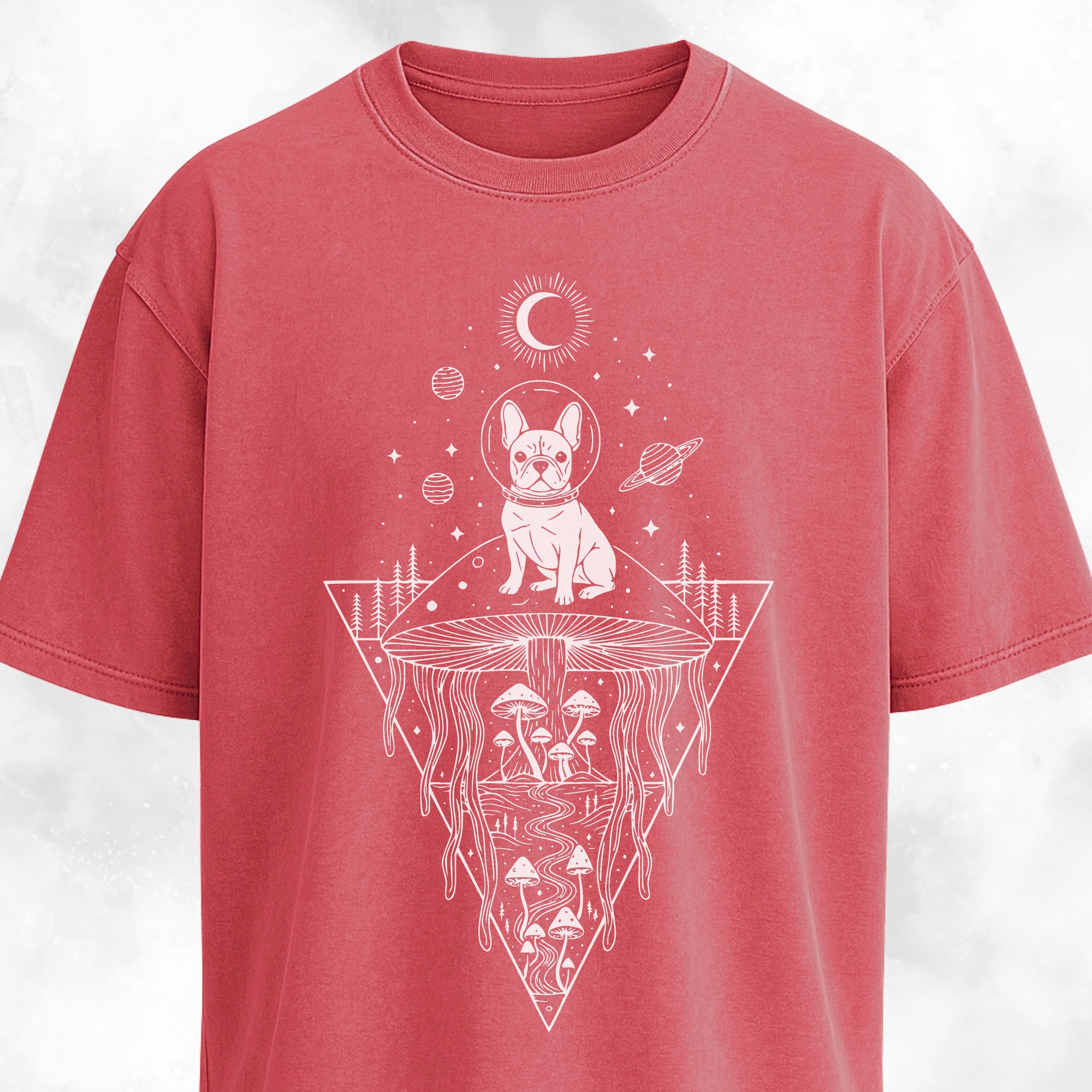 Frenchie Mushrooms Space Hallucination T-Shirt