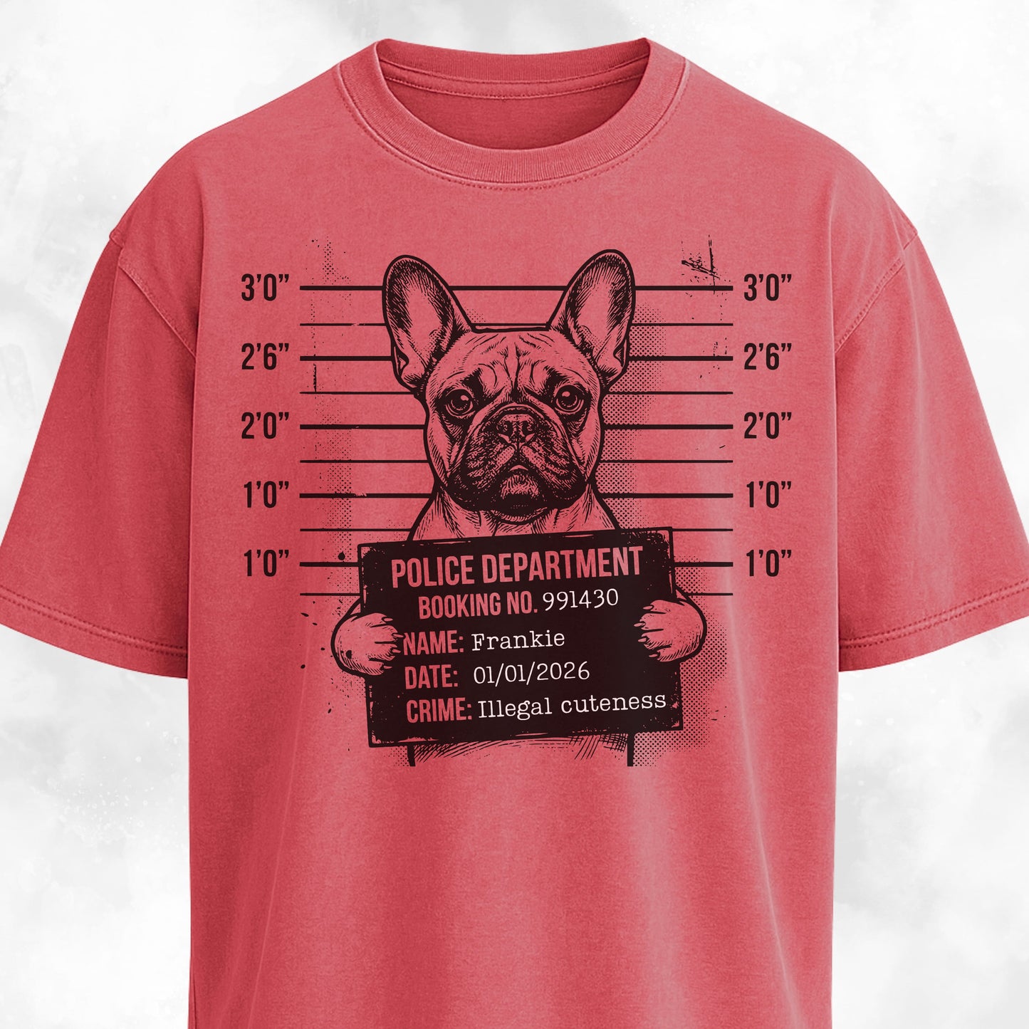 Personalized French Bulldog Mugshot T-Shirt