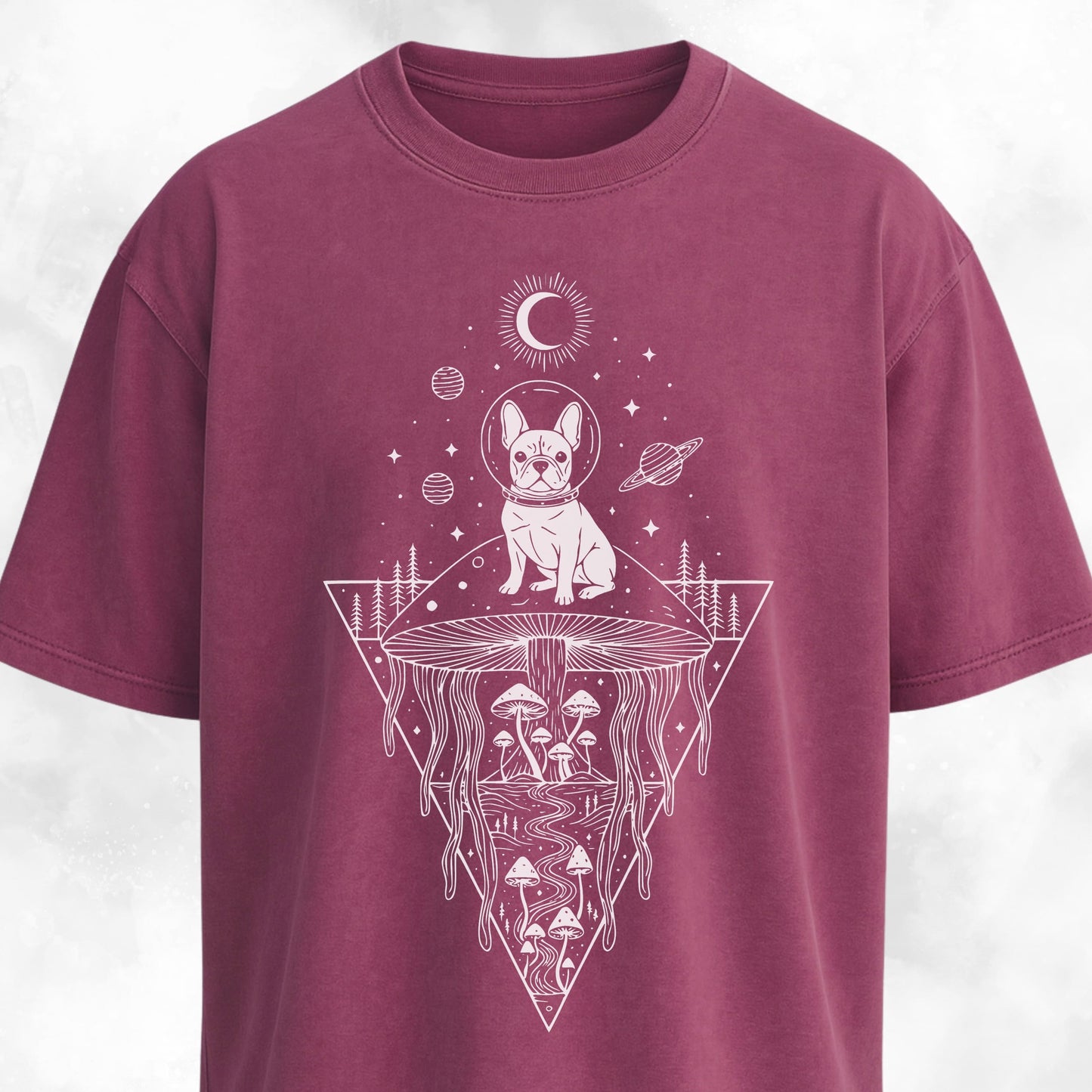 Frenchie Mushrooms Space Hallucination T-Shirt
