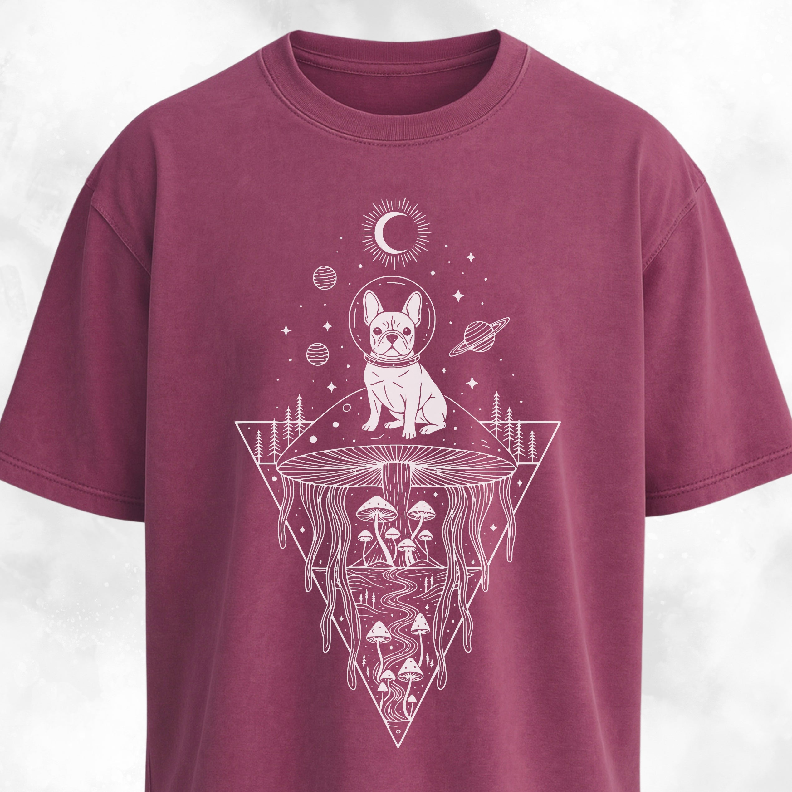 Frenchie Mushrooms Space Hallucination T-Shirt