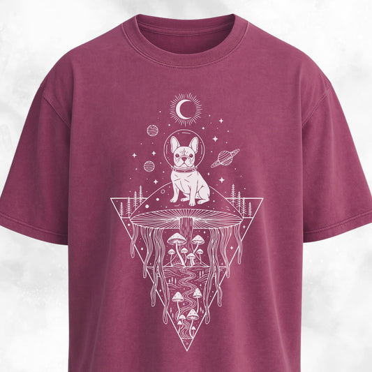 Frenchie Mushrooms Space Hallucination T-Shirt