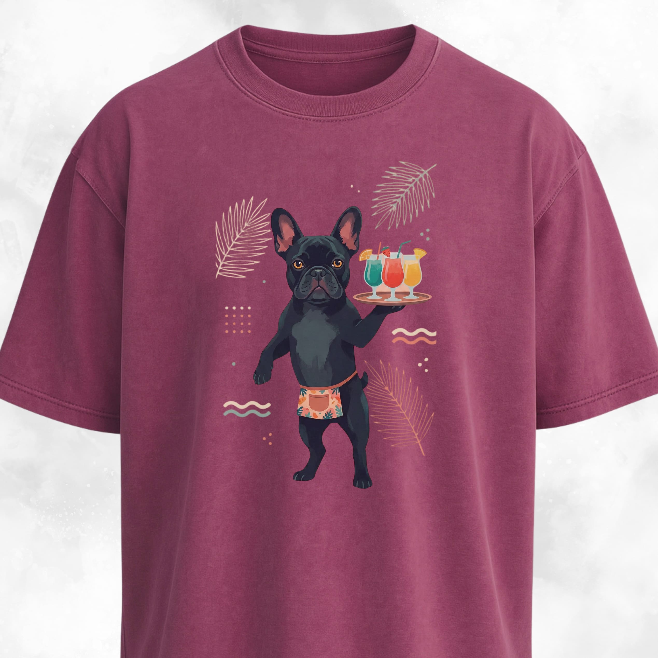 Frenchie With Cocktails T-Shirt