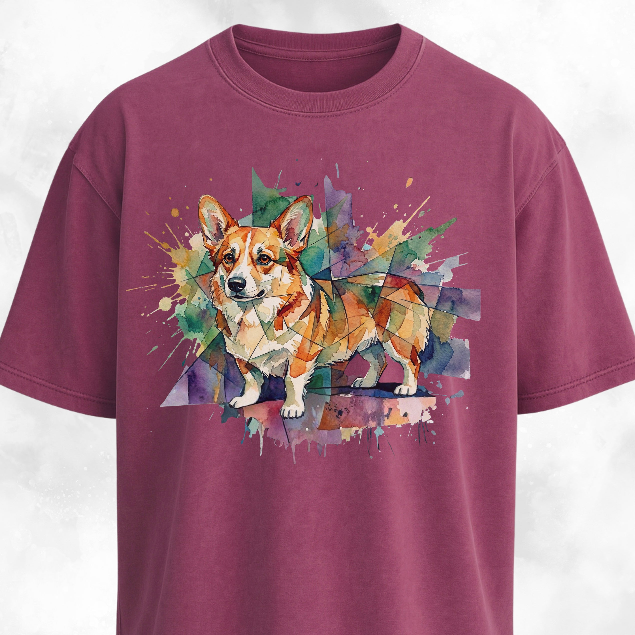 Abstract Watercolor Corgi Graphic T-Shirt