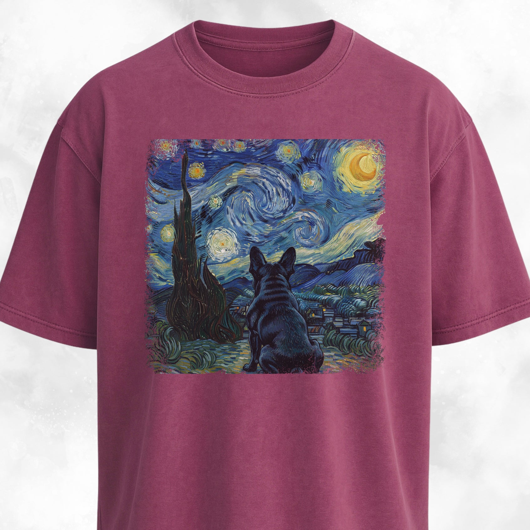 Van Gogh's Starry Night Frenchie Edition T-Shirt