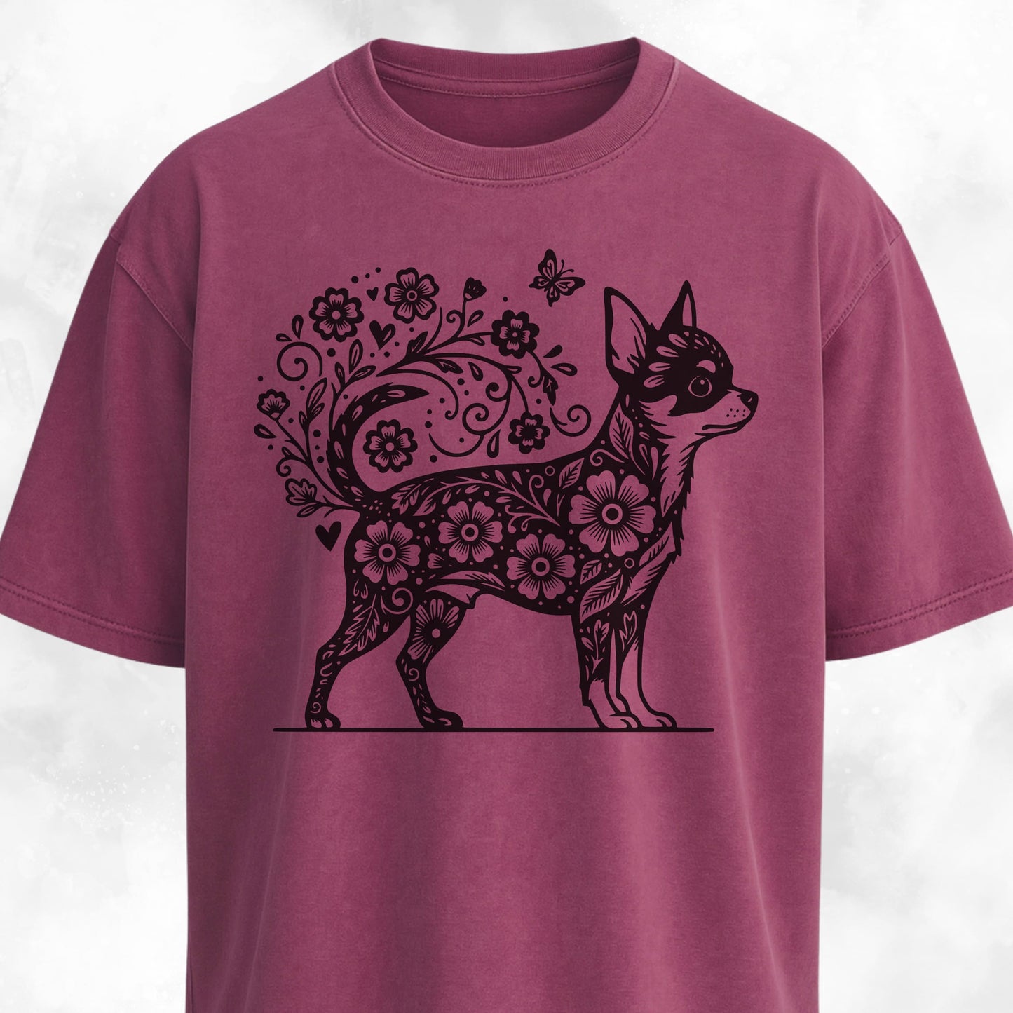 Floral Chihuahua Graphic T-Shirt