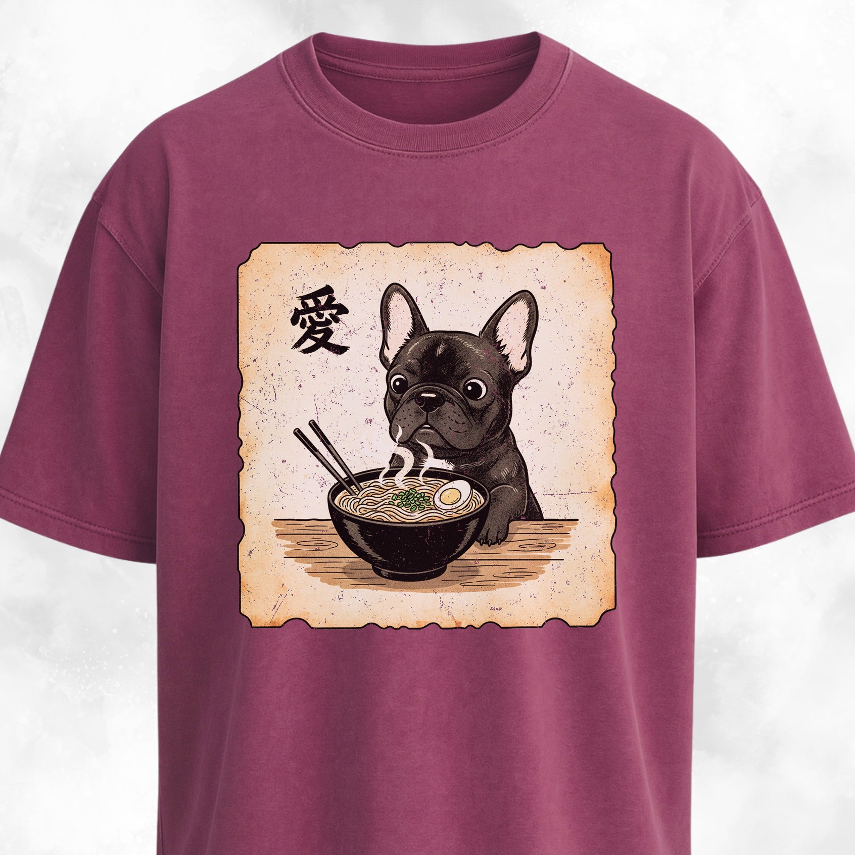 Japanese Style Frenchie Eating Ramen T-Shirt
