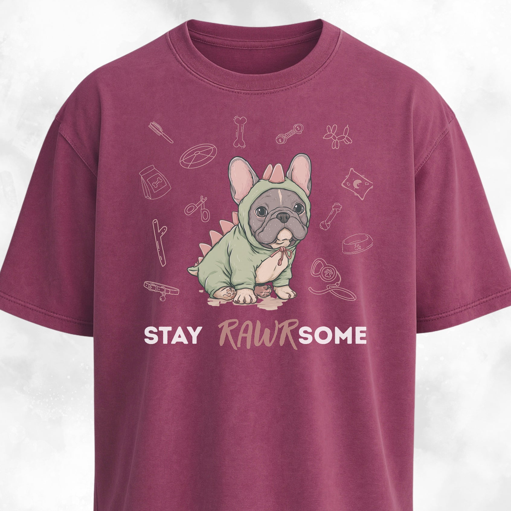 Cute Frenchie In A Dinosaur Costume T-Shirt