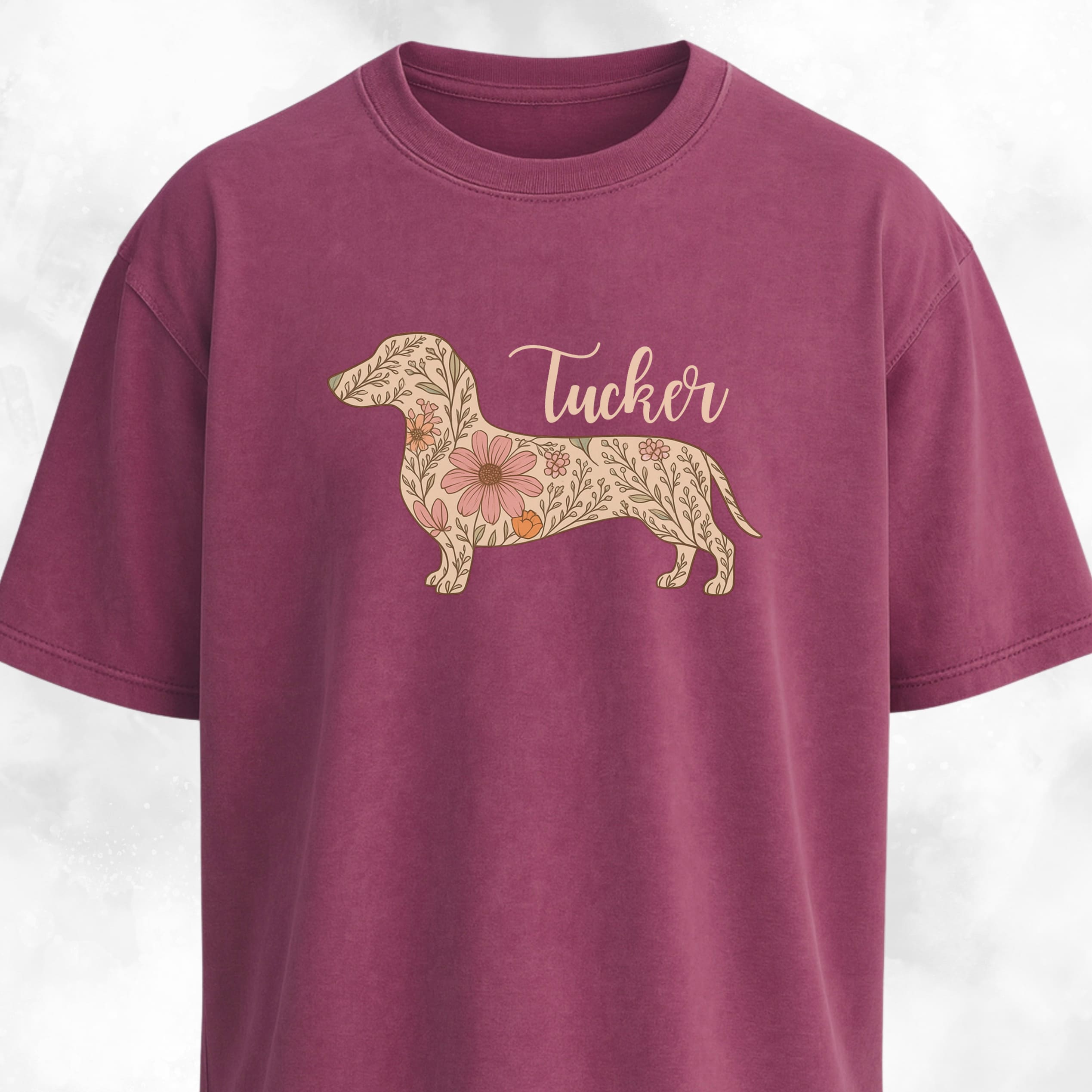 Personalized Floral Doxie T-Shirt