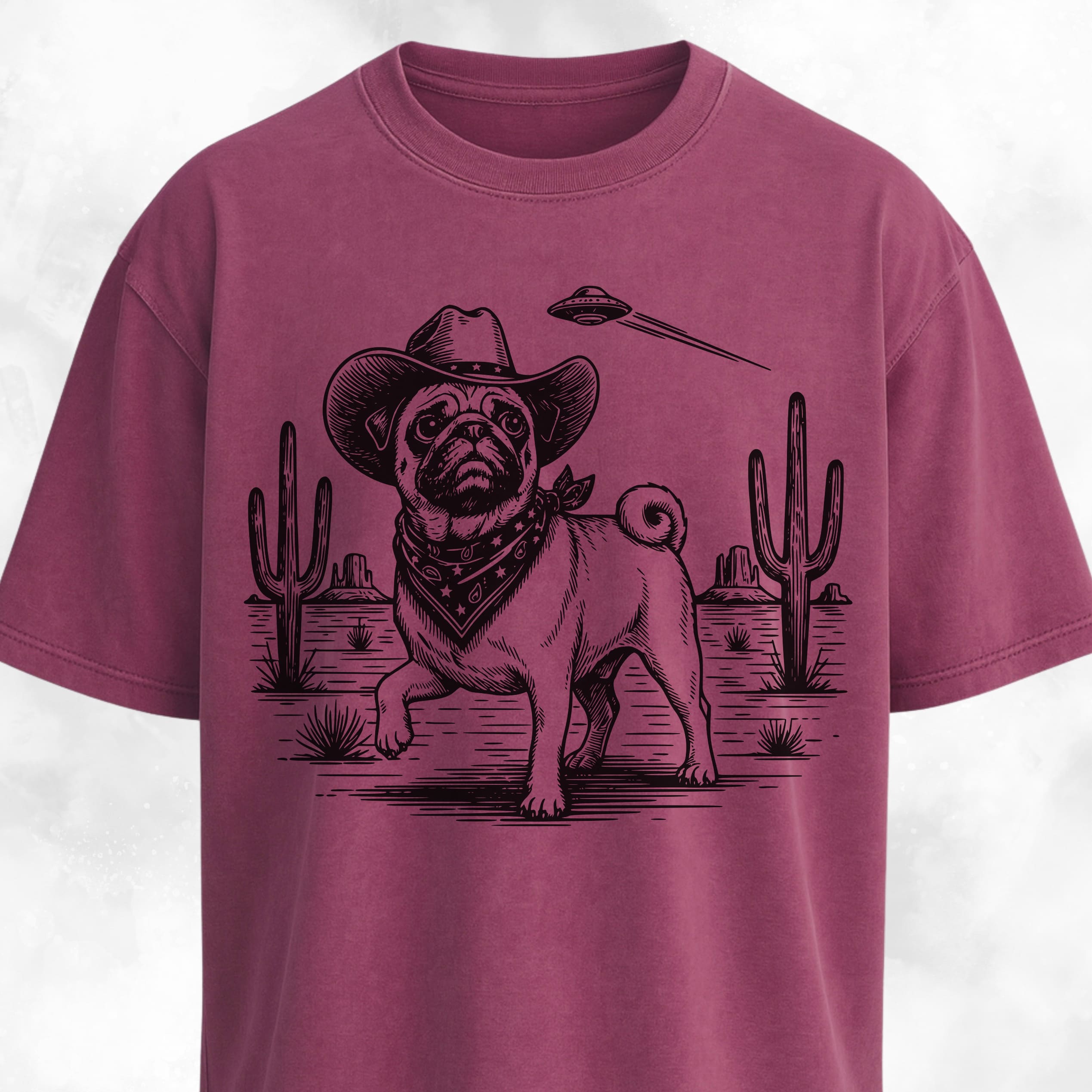 UFO Pug In The Desert T-Shirt