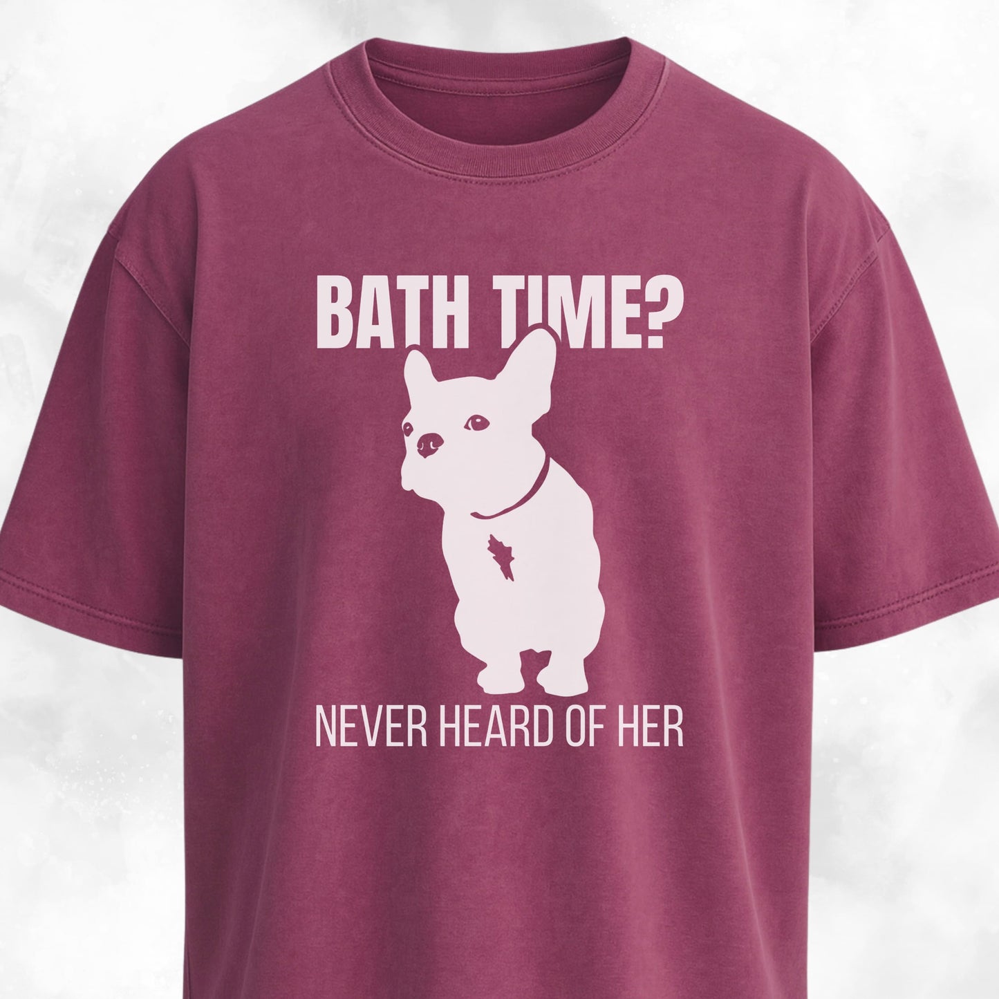 Bath Time Never Heard Of Her Frenchie T-Shirt
