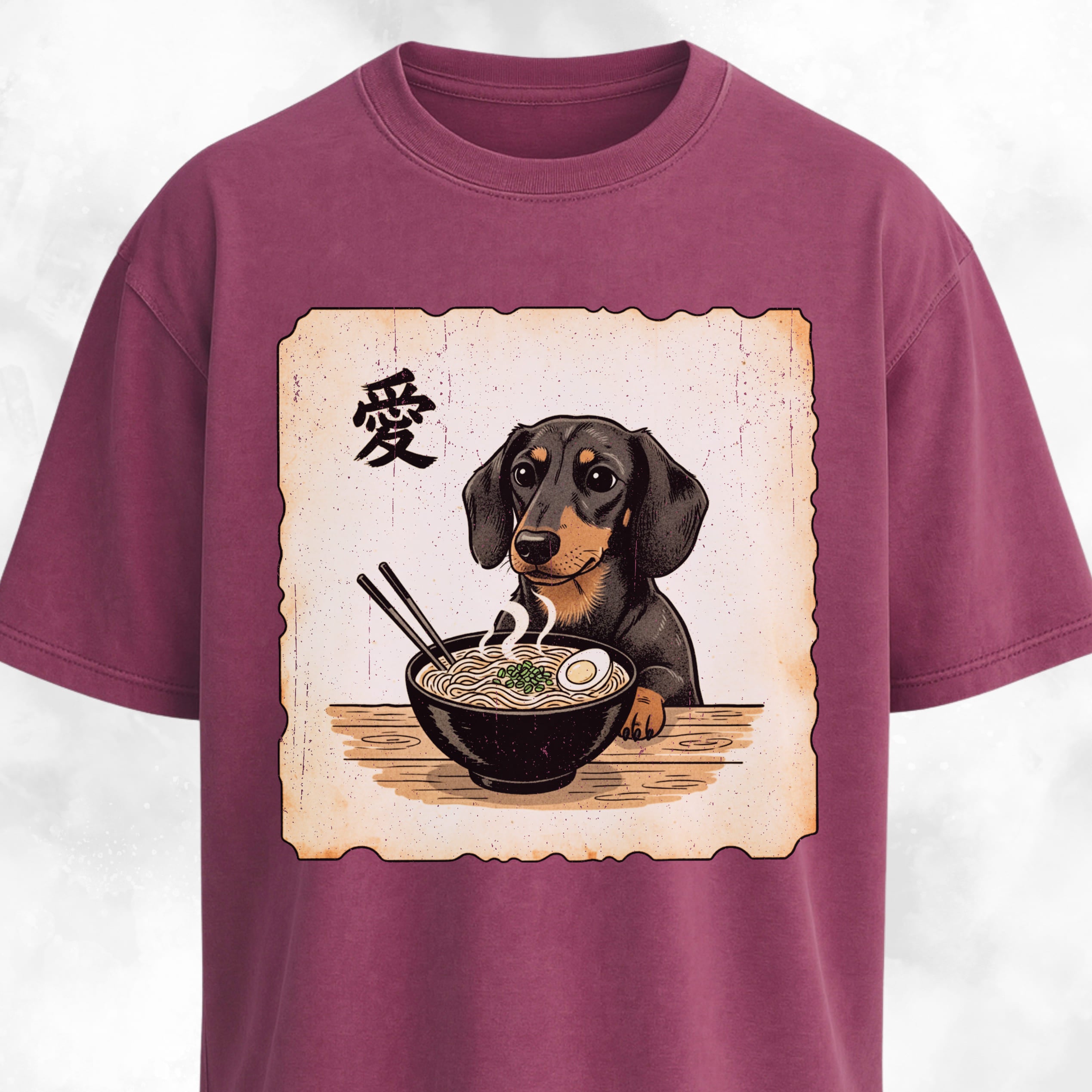 Japanese Style Dachshund Eating Ramen T-Shirt