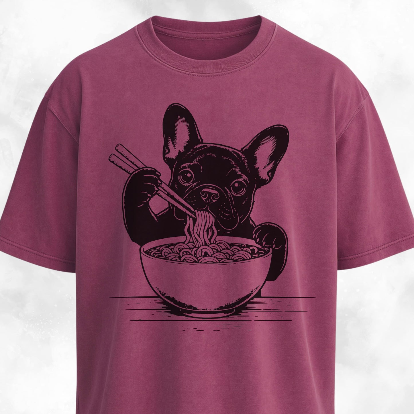 Cute Frenchie Eating Ramen Noodles T-Shirt