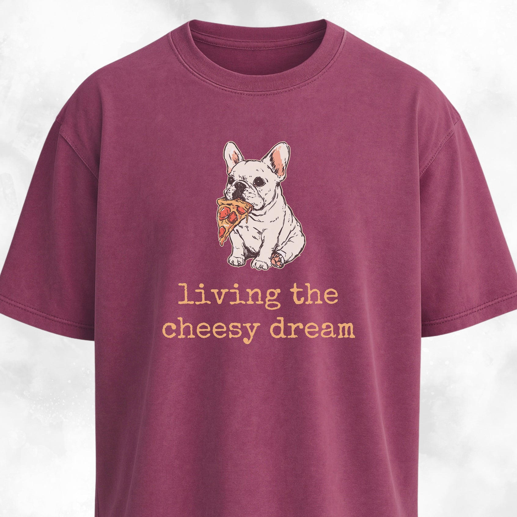 Living The Cheesy Dream Pizza Frenchie T-Shirt