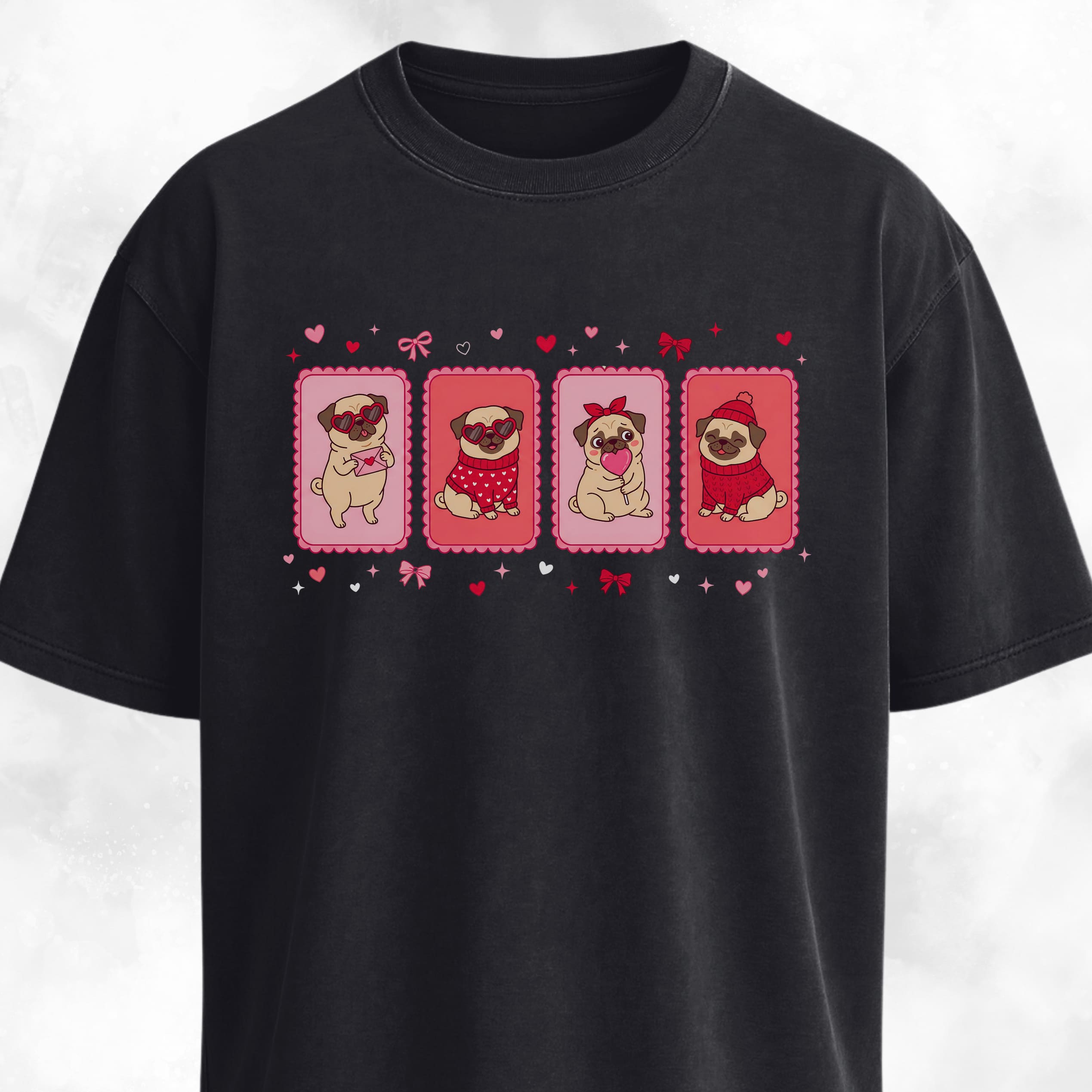 Valentine's Day Pug Collage T-Shirt