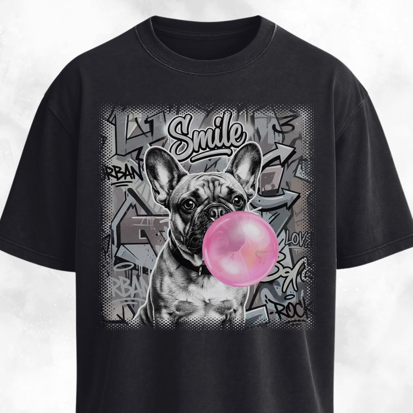 Pink Bubble Gum Cream Frenchie T-Shirt