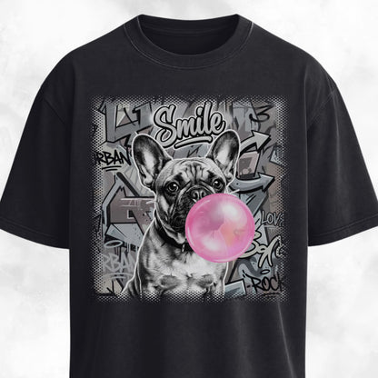 Pink Bubble Gum Cream Frenchie T-Shirt