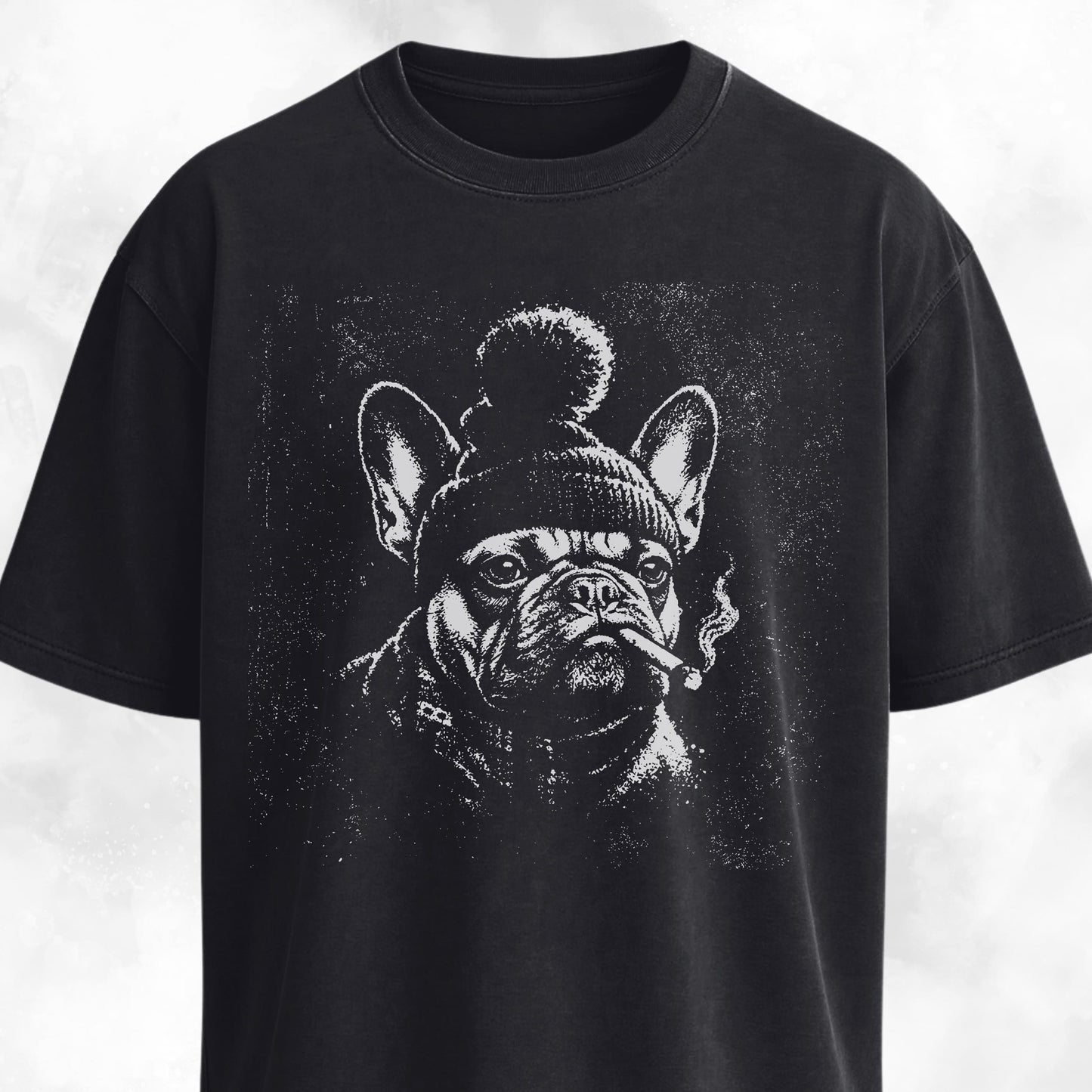 Smoking Frenchie With A Beanie T-Shirt