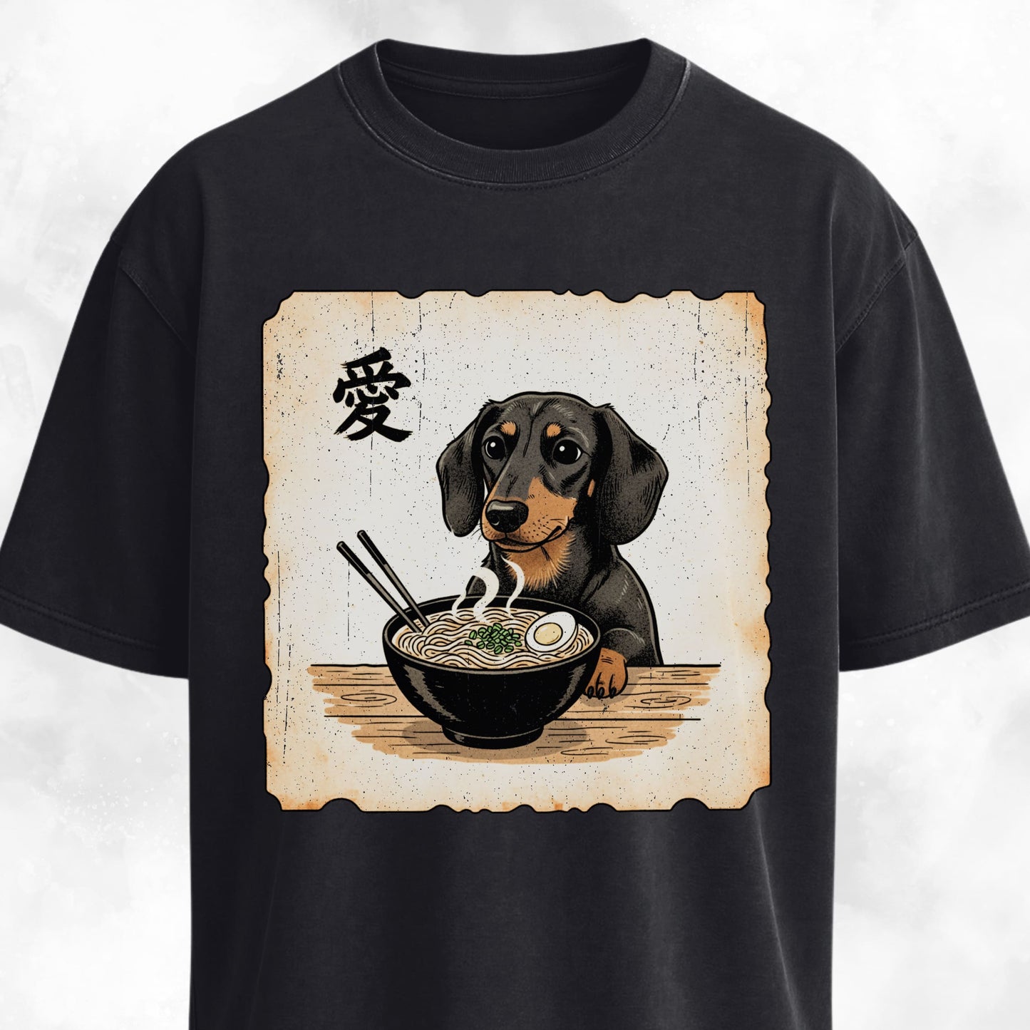 Japanese Style Dachshund Eating Ramen T-Shirt