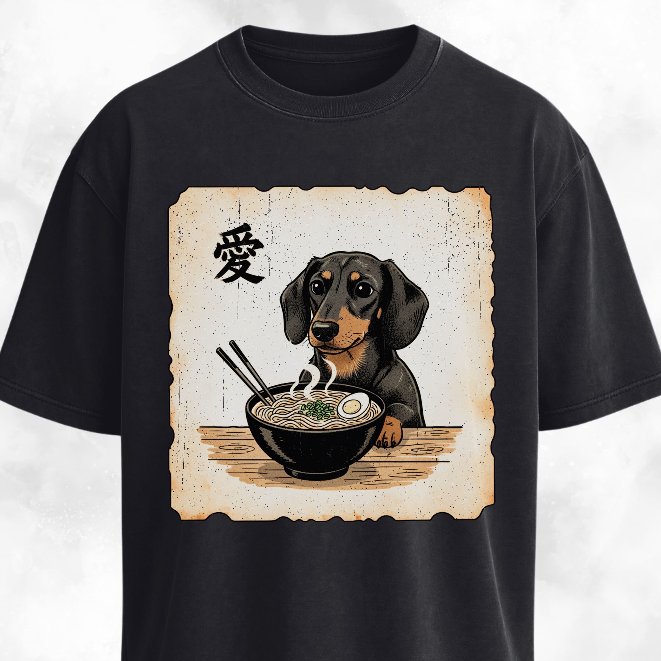 Japanese Style Dachshund Eating Ramen T-Shirt