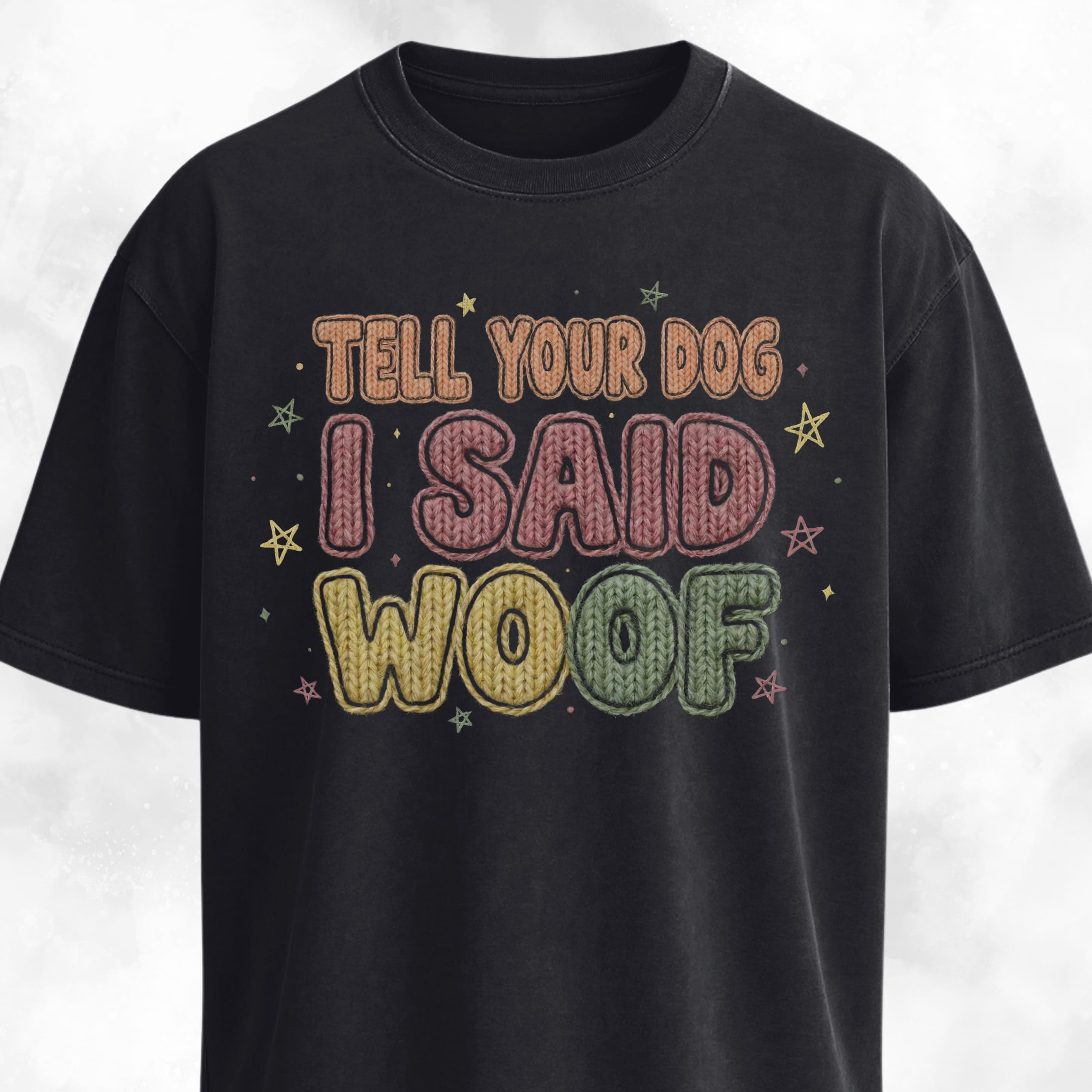 Faux Knitted Effect Woof T-Shirt