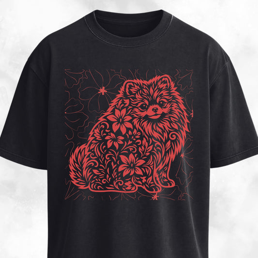 Floral Pomeranian T-Shirt