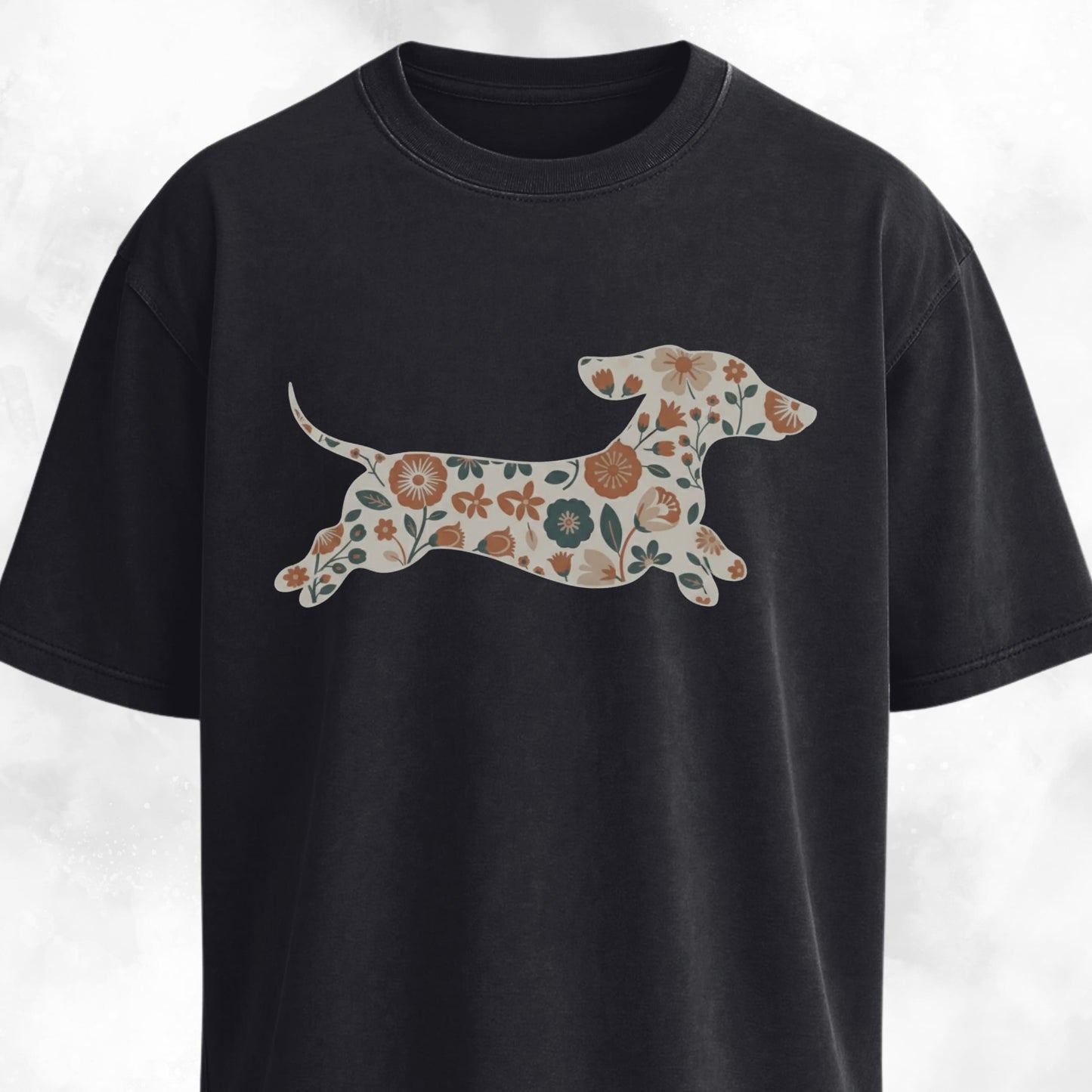 Jumping Floral Doxie T-Shirt