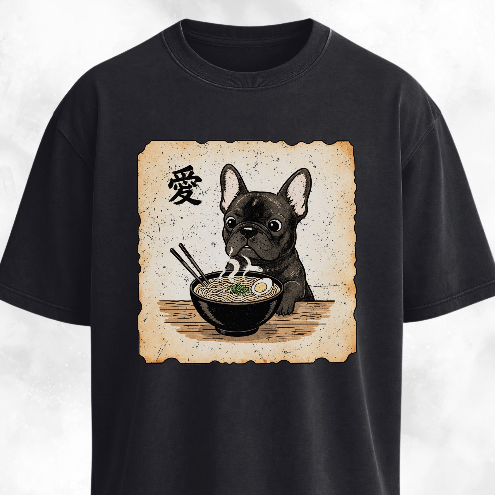 Japanese Style Frenchie Eating Ramen T-Shirt