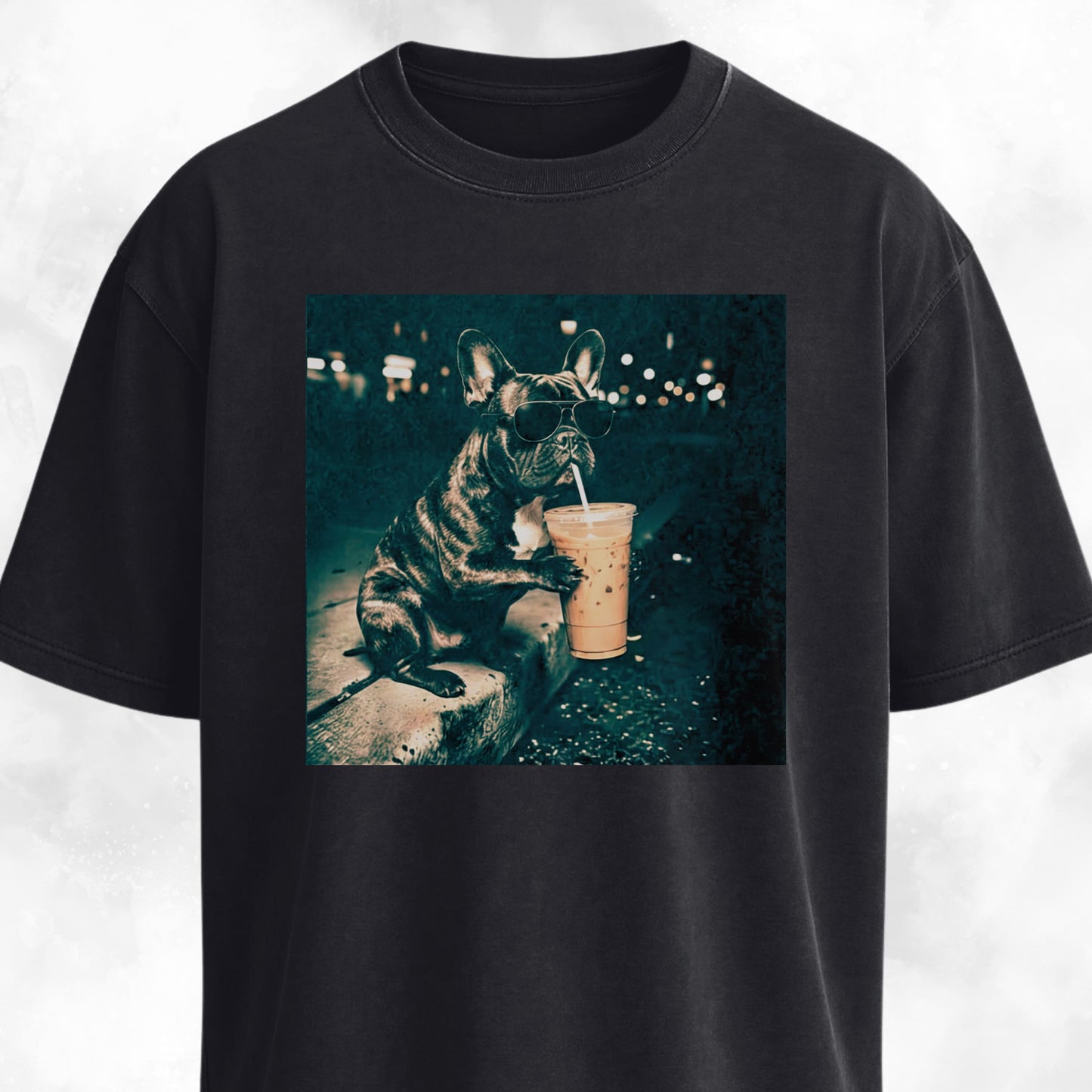 Cool Frenchie Sipping Boba T-Shirt
