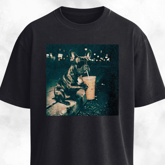 Cool Frenchie Sipping Boba T-Shirt