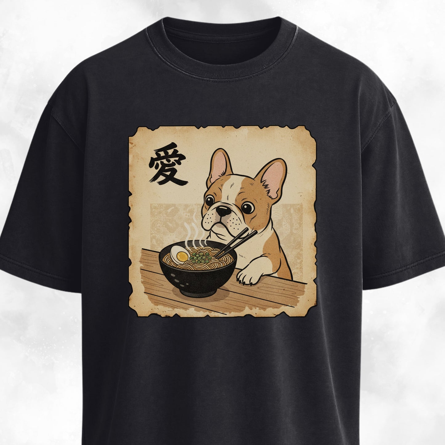 Japanese Tan French Bulldog Eating Ramen T-Shirt