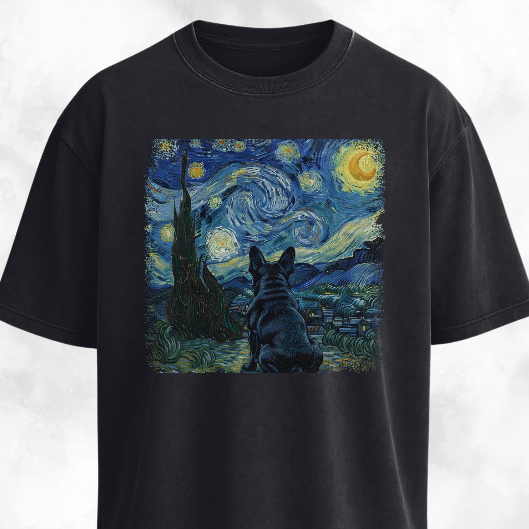 Van Gogh's Starry Night Frenchie Edition T-Shirt