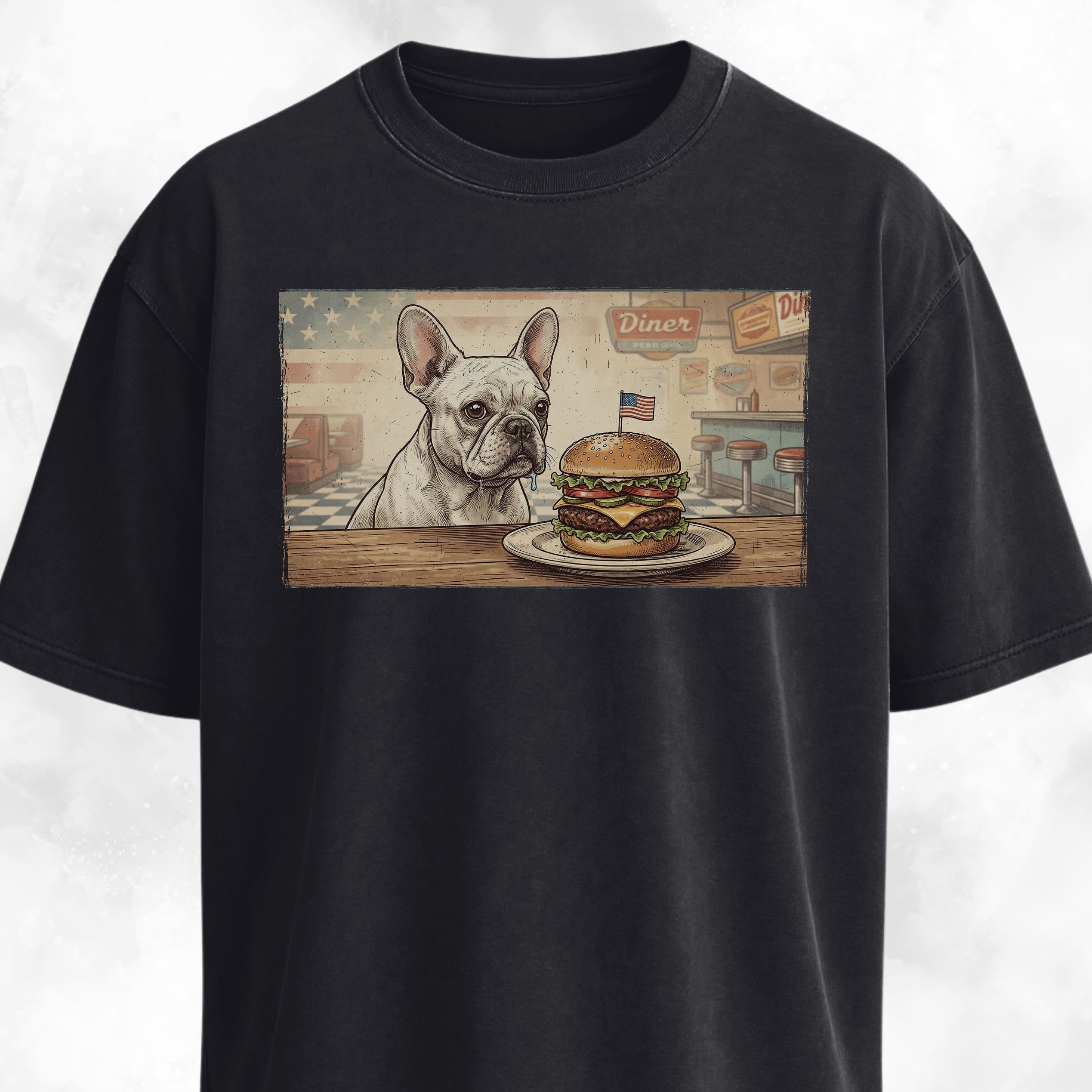 French Bulldog Eating A Hamburger T-Shirt
