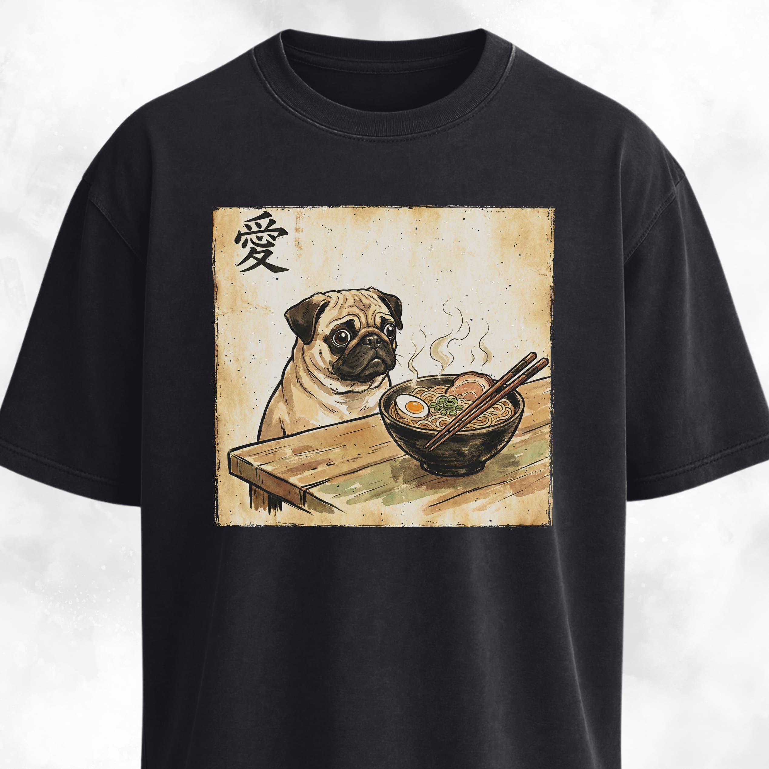 Japanese Pug Eating Ramen T-Shirt