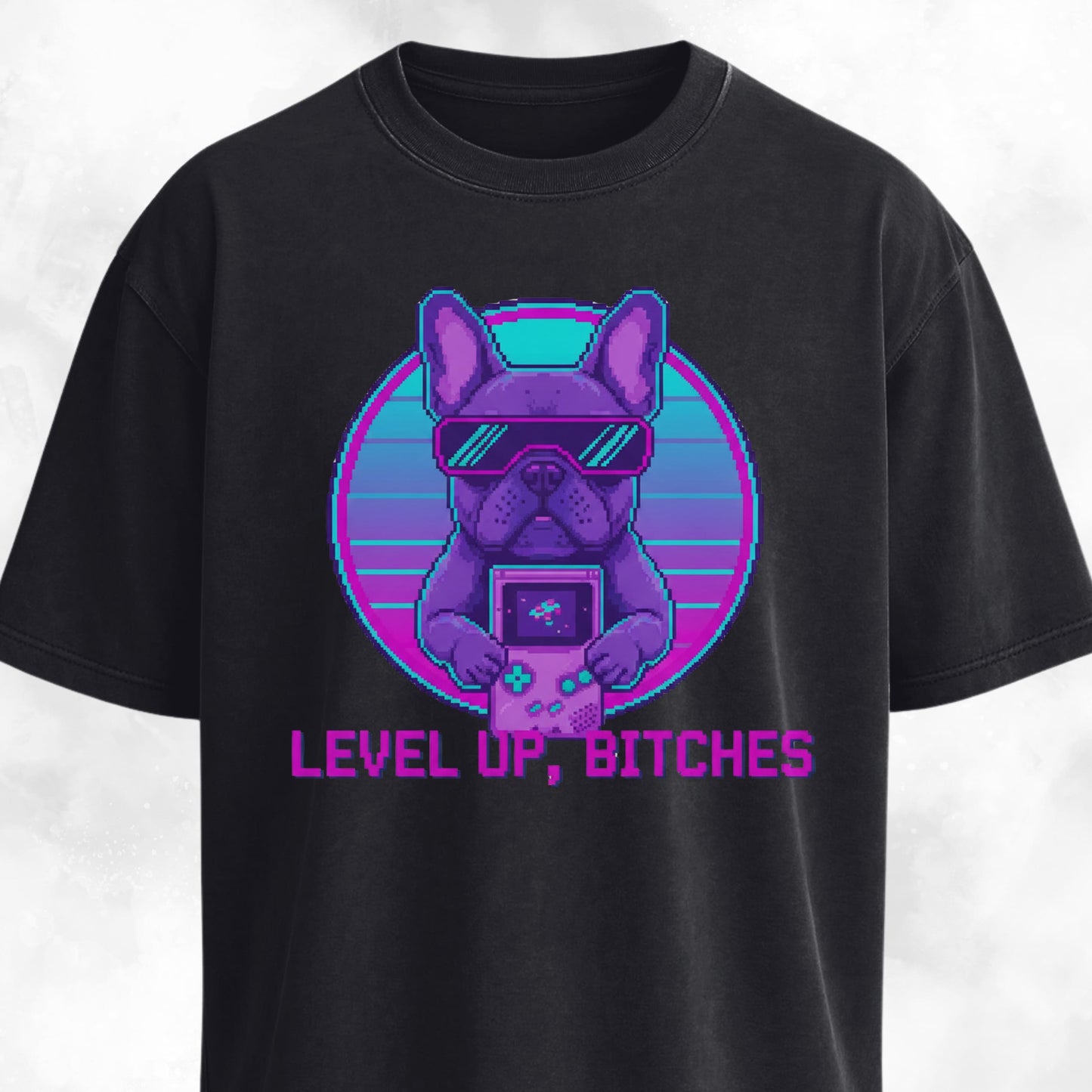 Level Up Bitches Retro French Bulldog T-Shirt