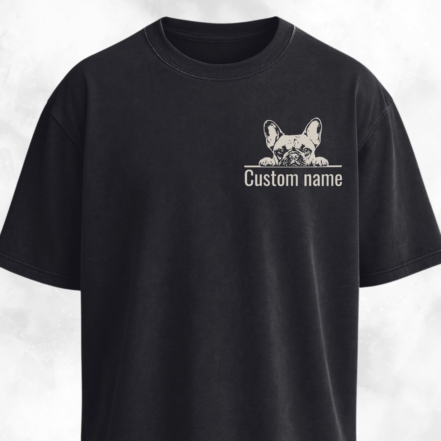 Custom Name French Bulldog Pocket Design T-Shirt