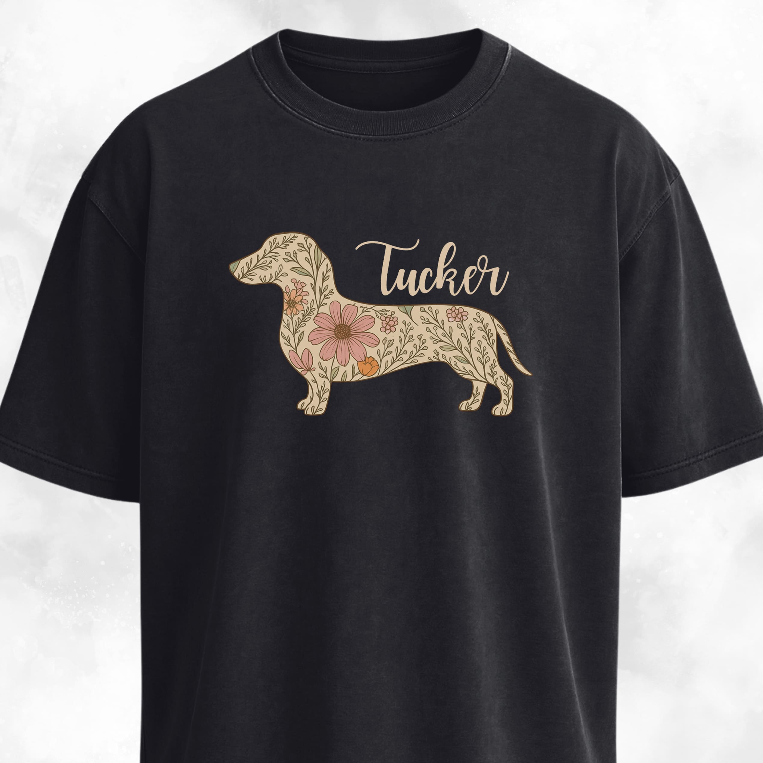 Personalized Floral Doxie T-Shirt
