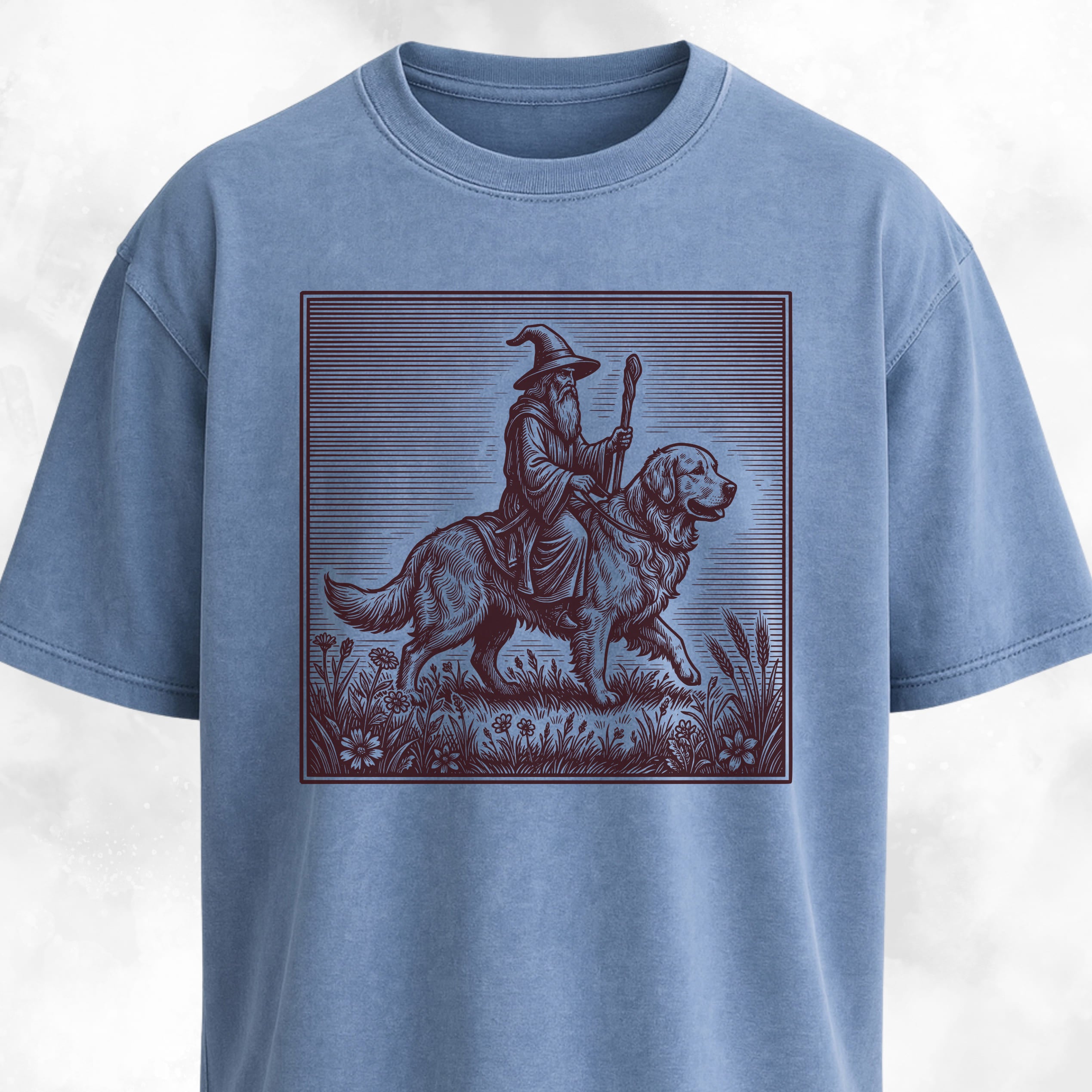 Wizard Riding A Golden Retriever T-Shirt