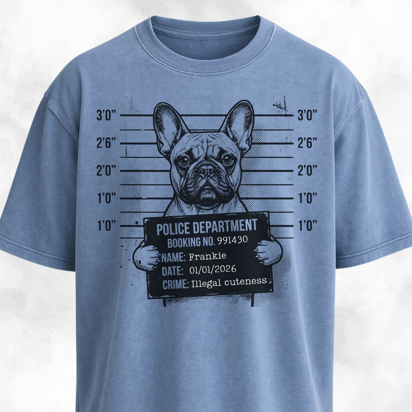 Personalized French Bulldog Mugshot T-Shirt