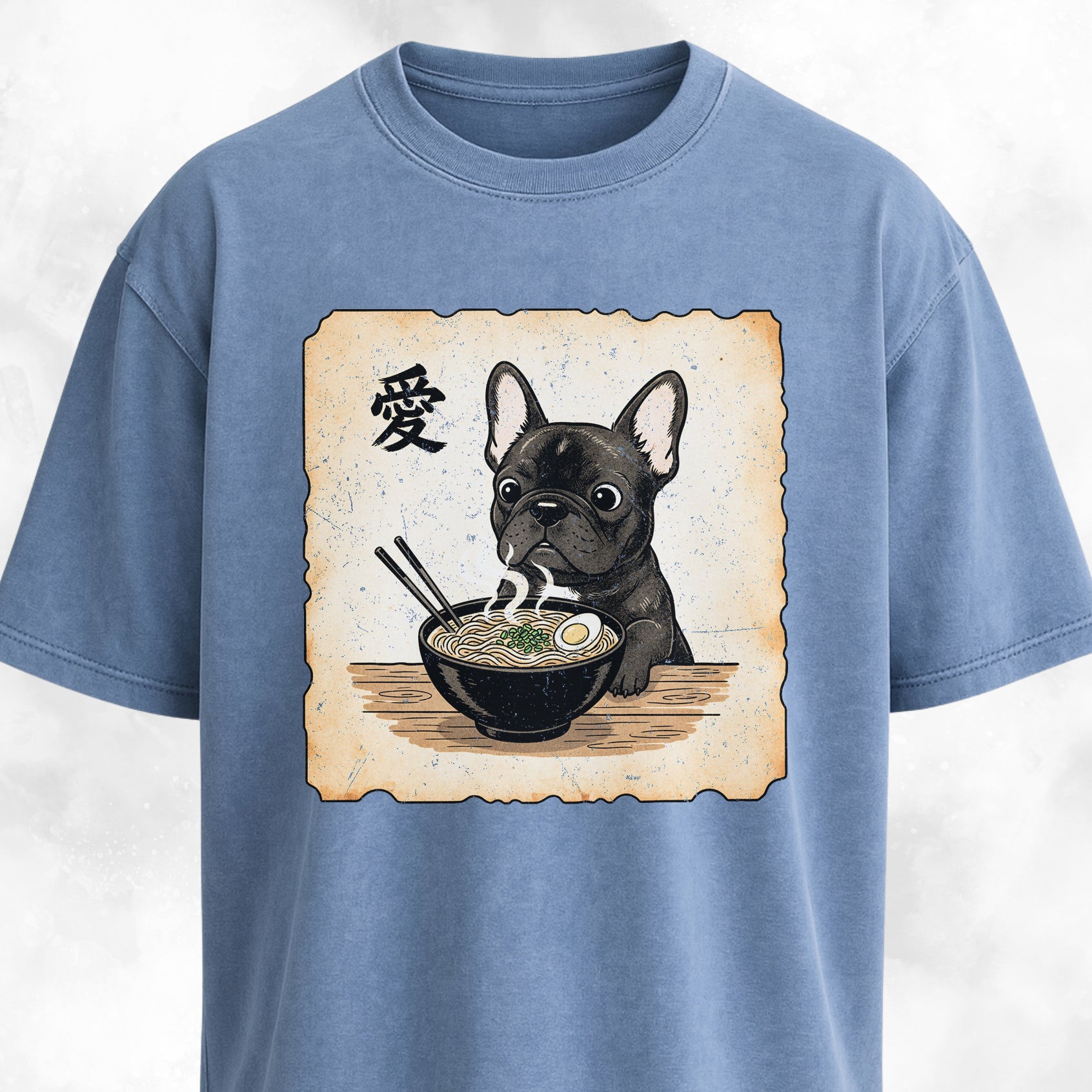 Japanese Style Frenchie Eating Ramen T-Shirt