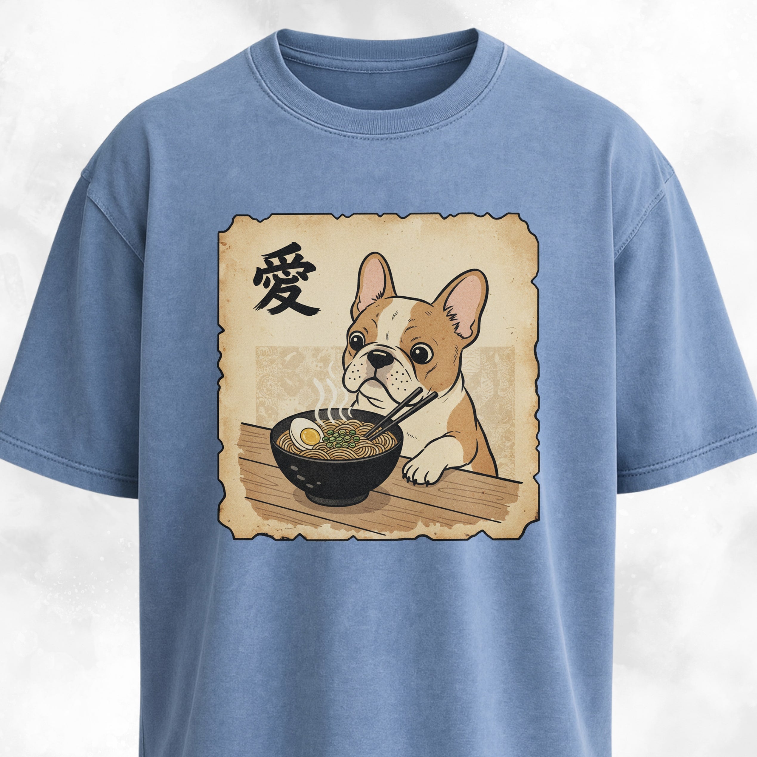 Japanese Tan French Bulldog Eating Ramen T-Shirt