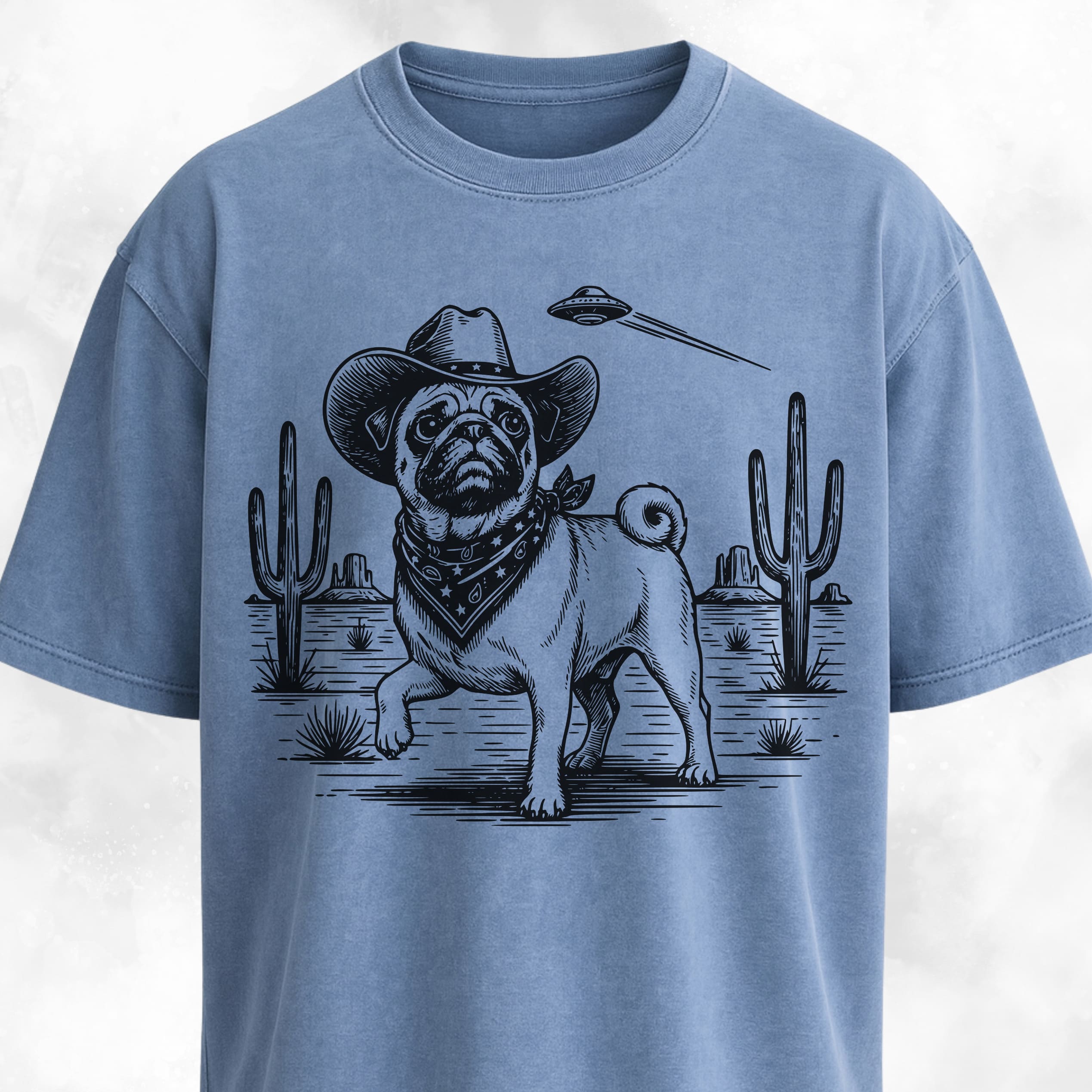 UFO Pug In The Desert T-Shirt