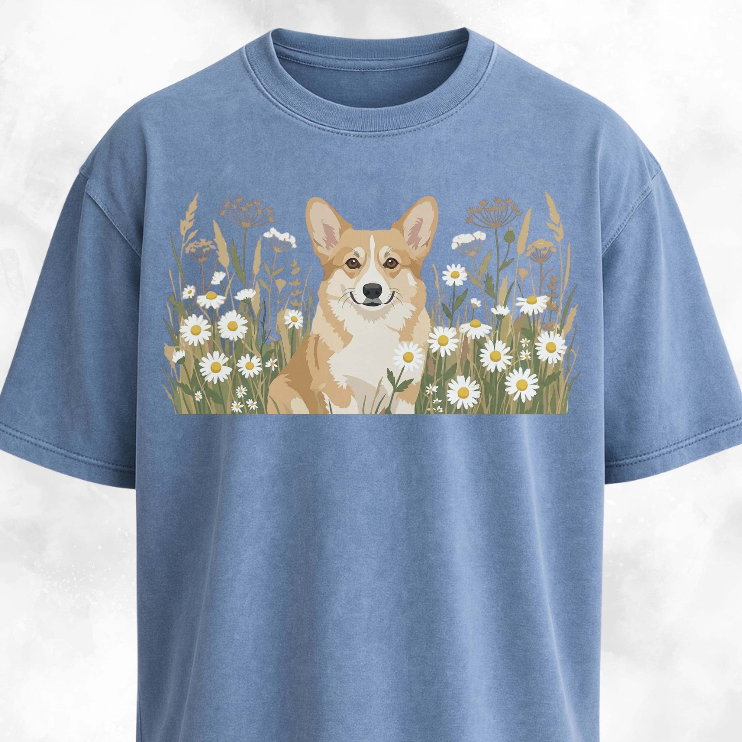 Floral Corgi Graphic T-Shirt