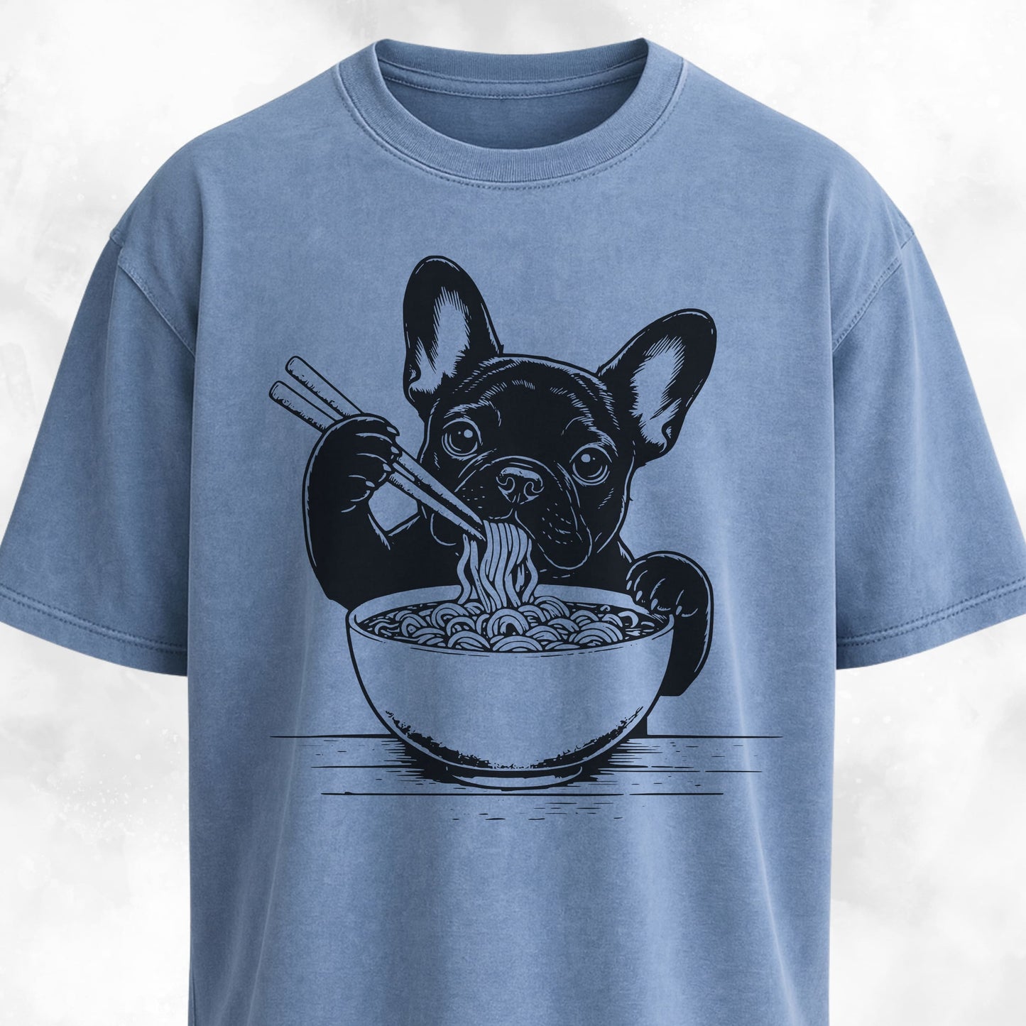 Cute Frenchie Eating Ramen Noodles T-Shirt