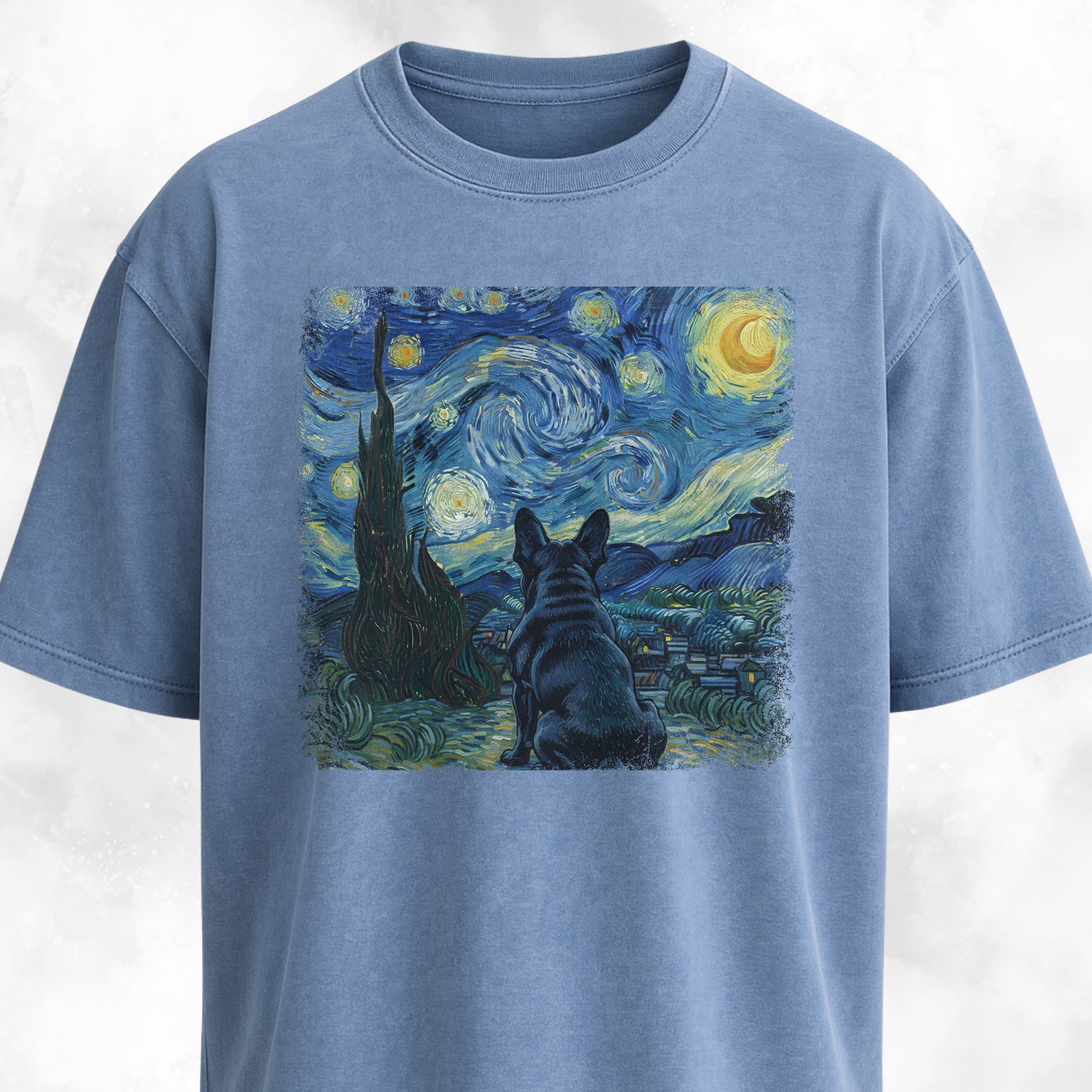 Van Gogh's Starry Night Frenchie Edition T-Shirt