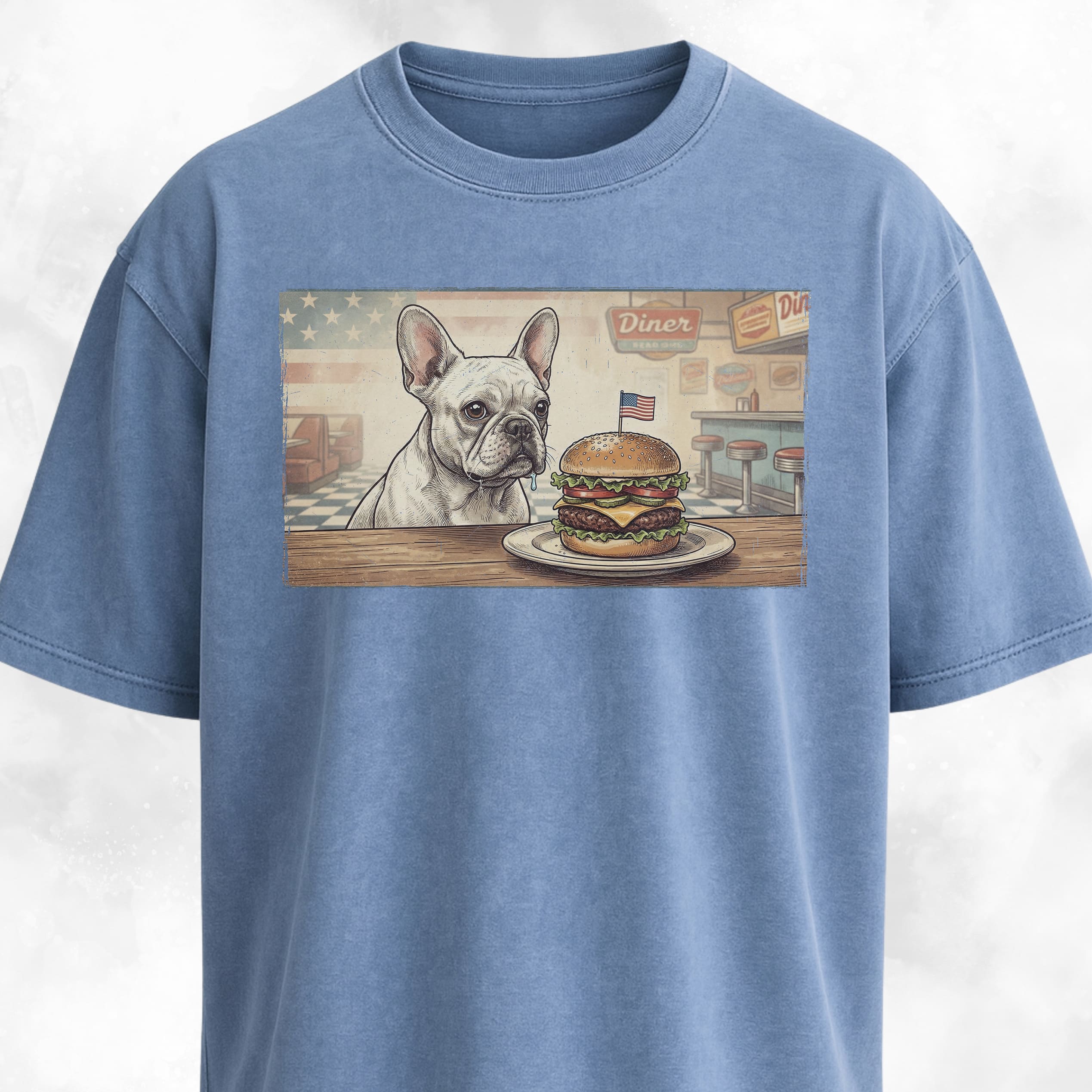 French Bulldog Eating A Hamburger T-Shirt
