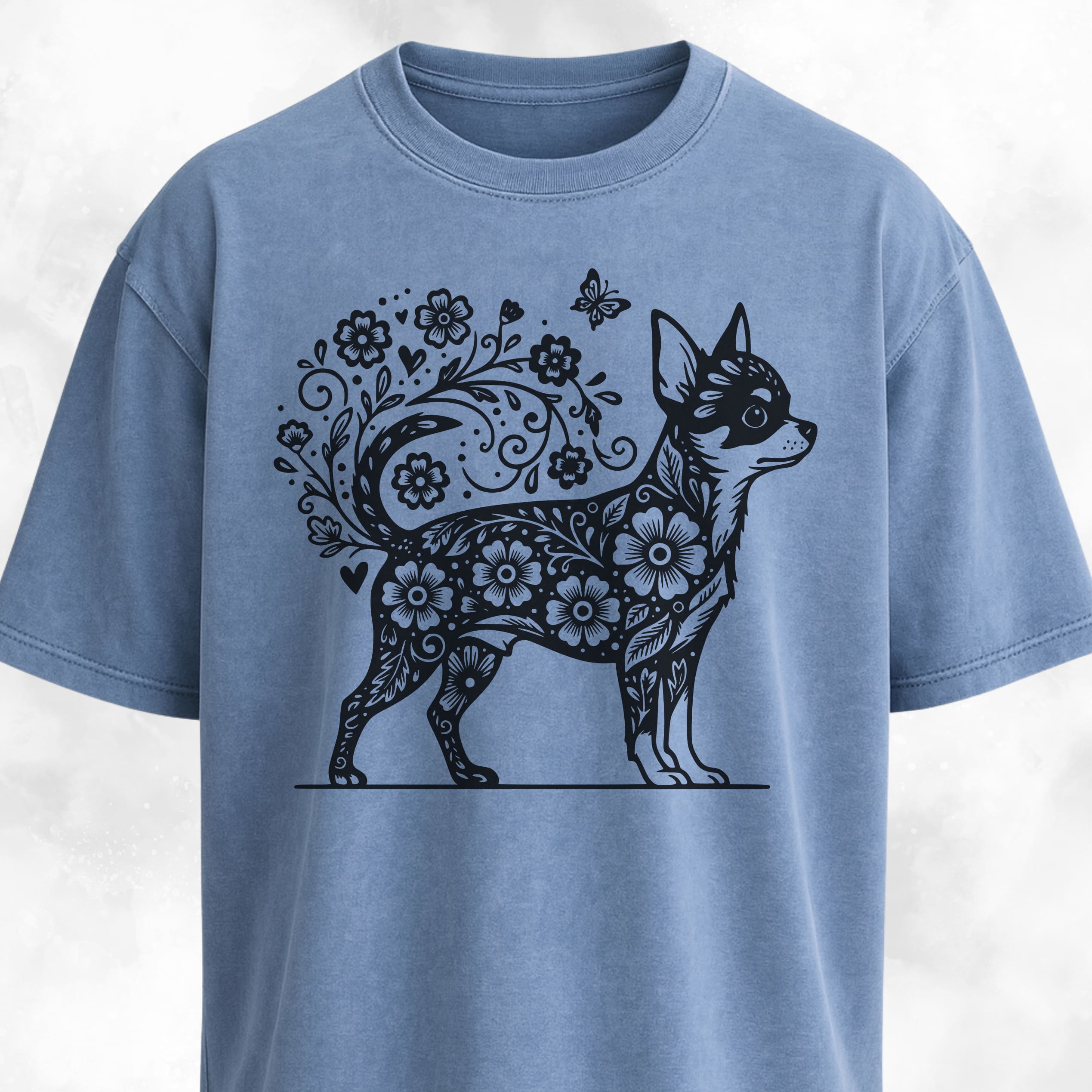 Floral Chihuahua Graphic T-Shirt