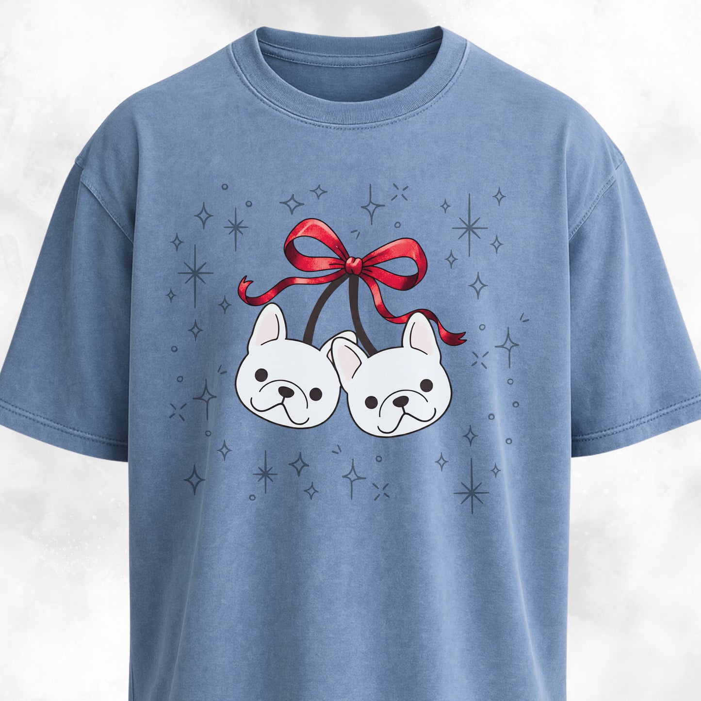 Coquette Bow Frenchie Cherries T-Shirt