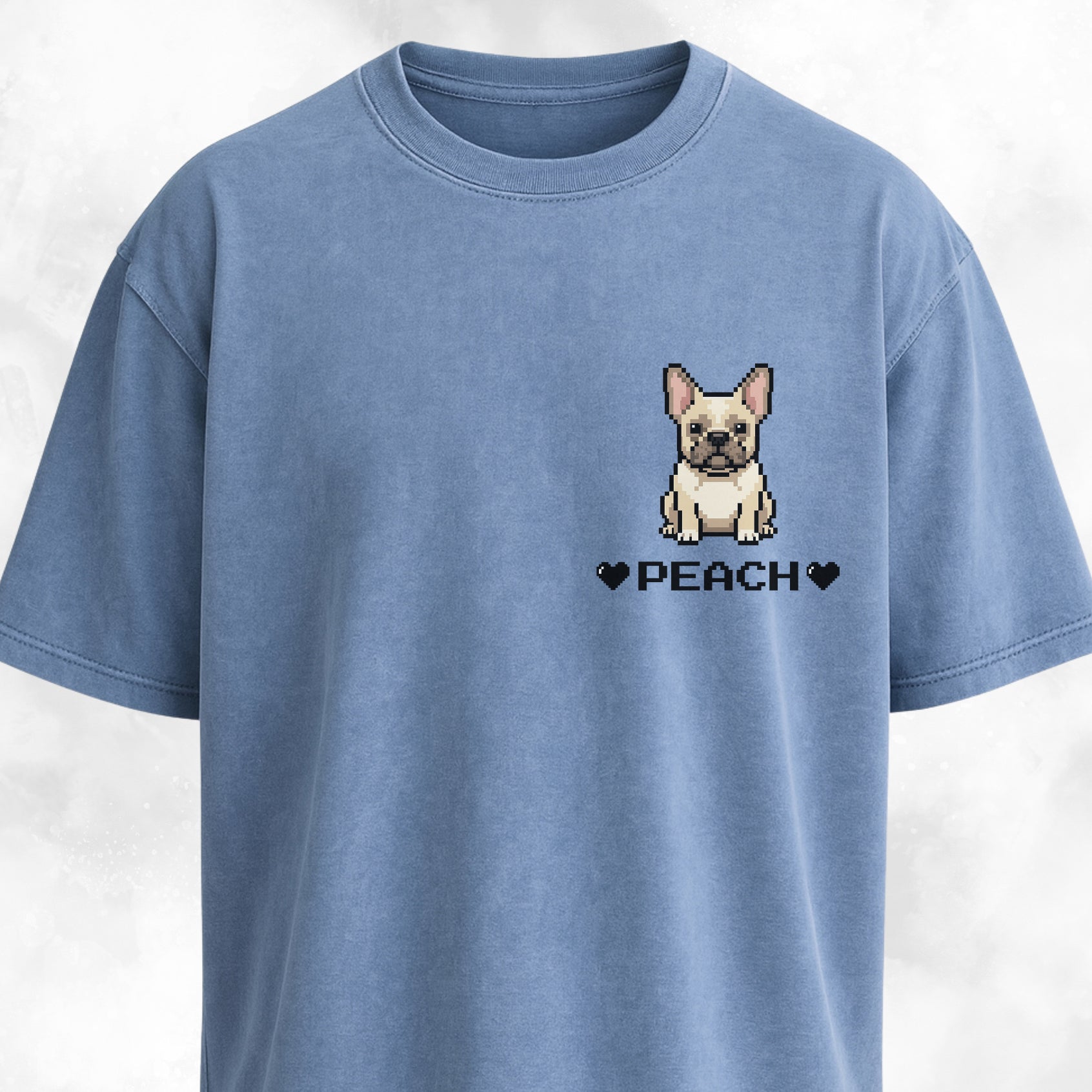 Custom Pixel Art Frenchie Pocket Design T-Shirt