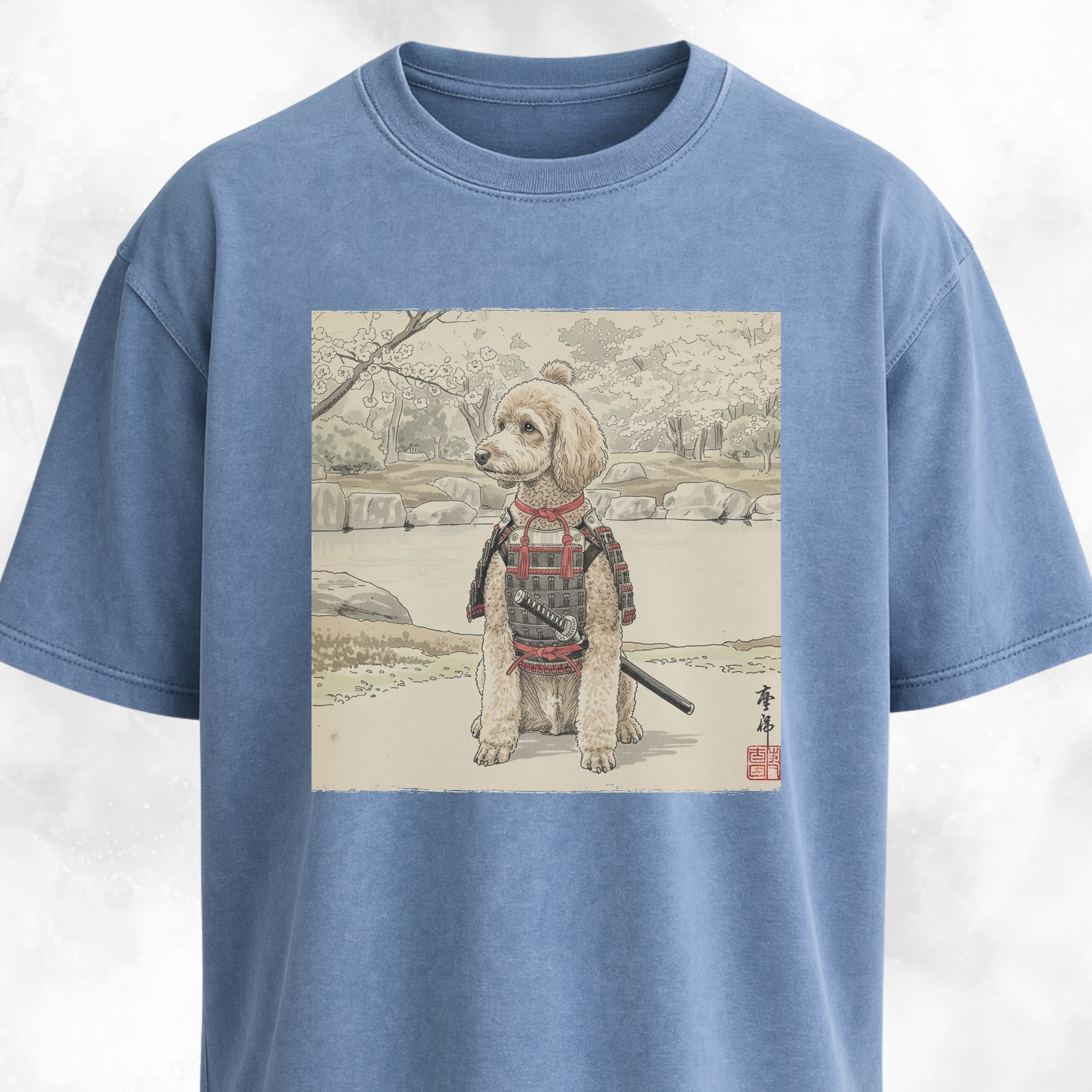 Japanese Samurai Poodle Graphic T-Shirt