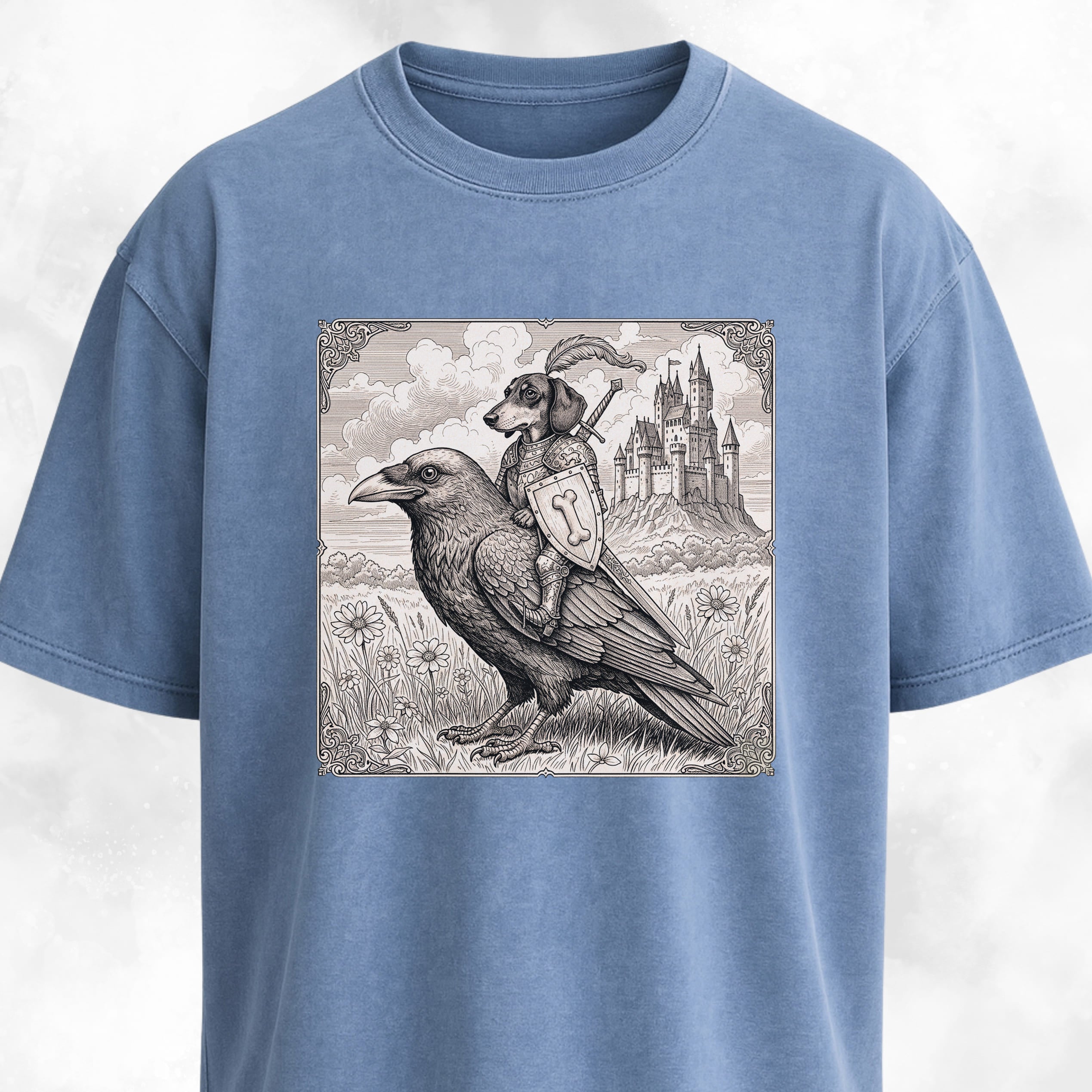 Medieval Sir Doxen On A Crow T-Shirt